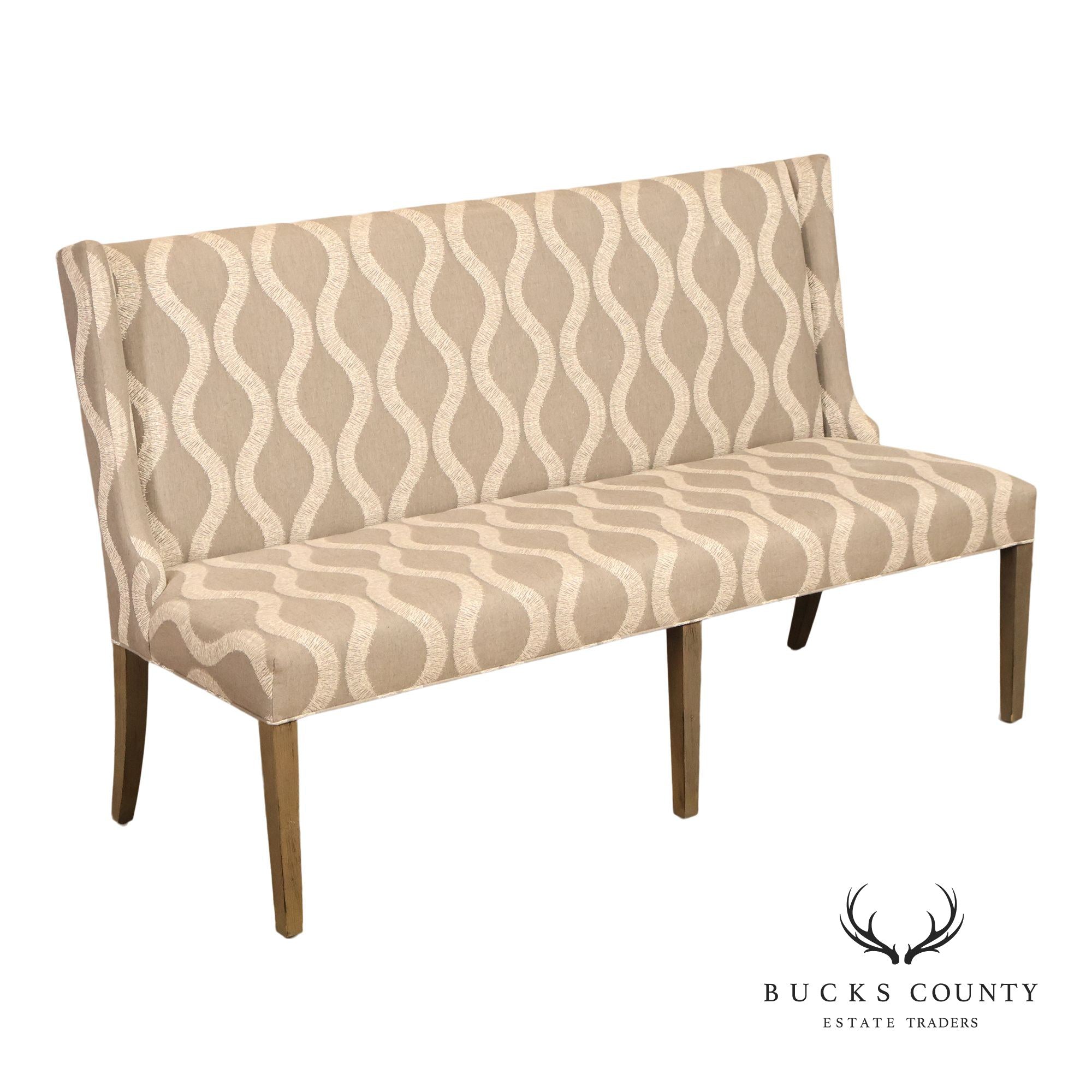 Bassett Brooke Collection Wing Back Banquette Geometric Upholstered Bench
