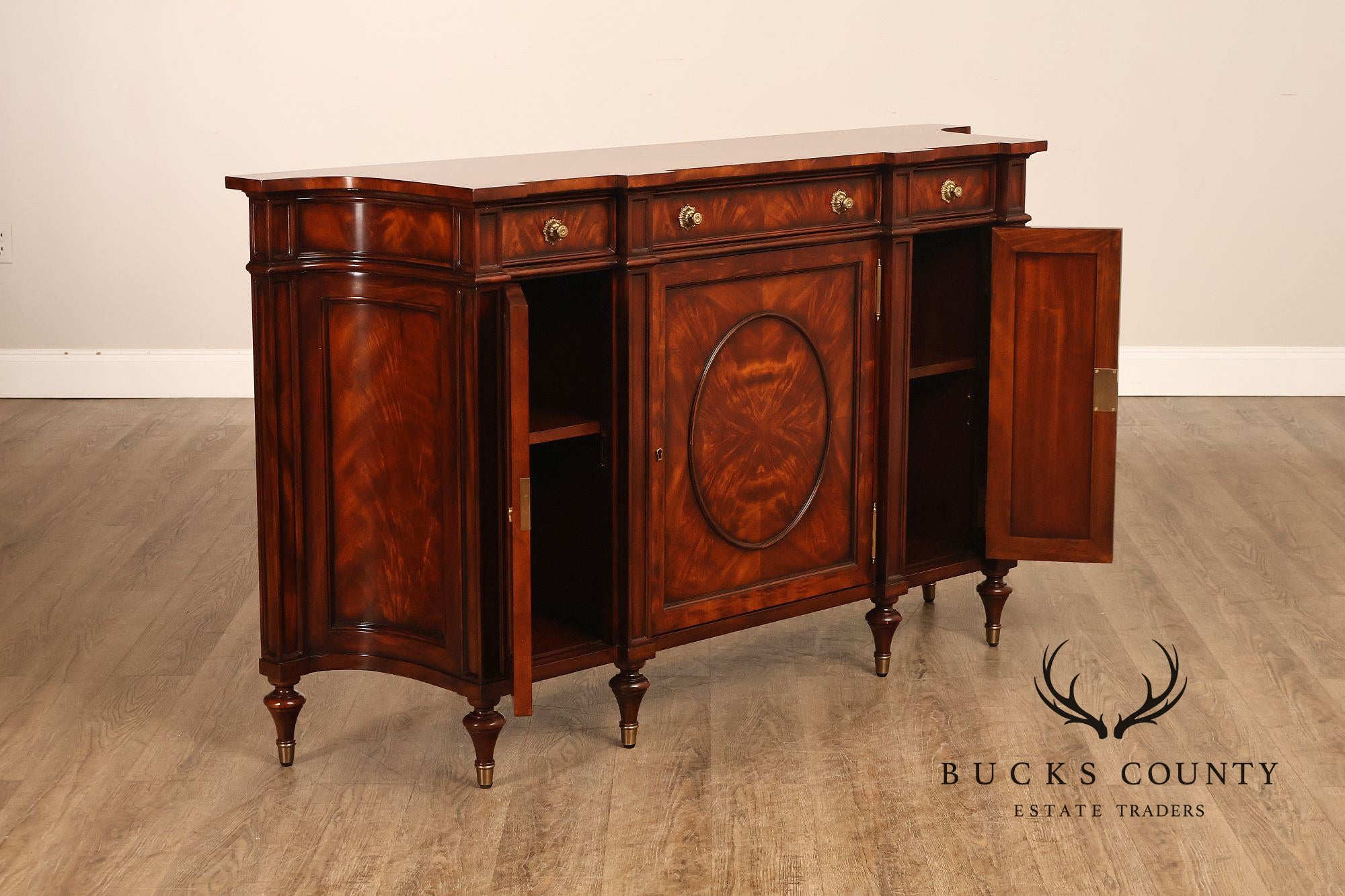 Theodore Alexander Mahogany Concave Side Cabinet