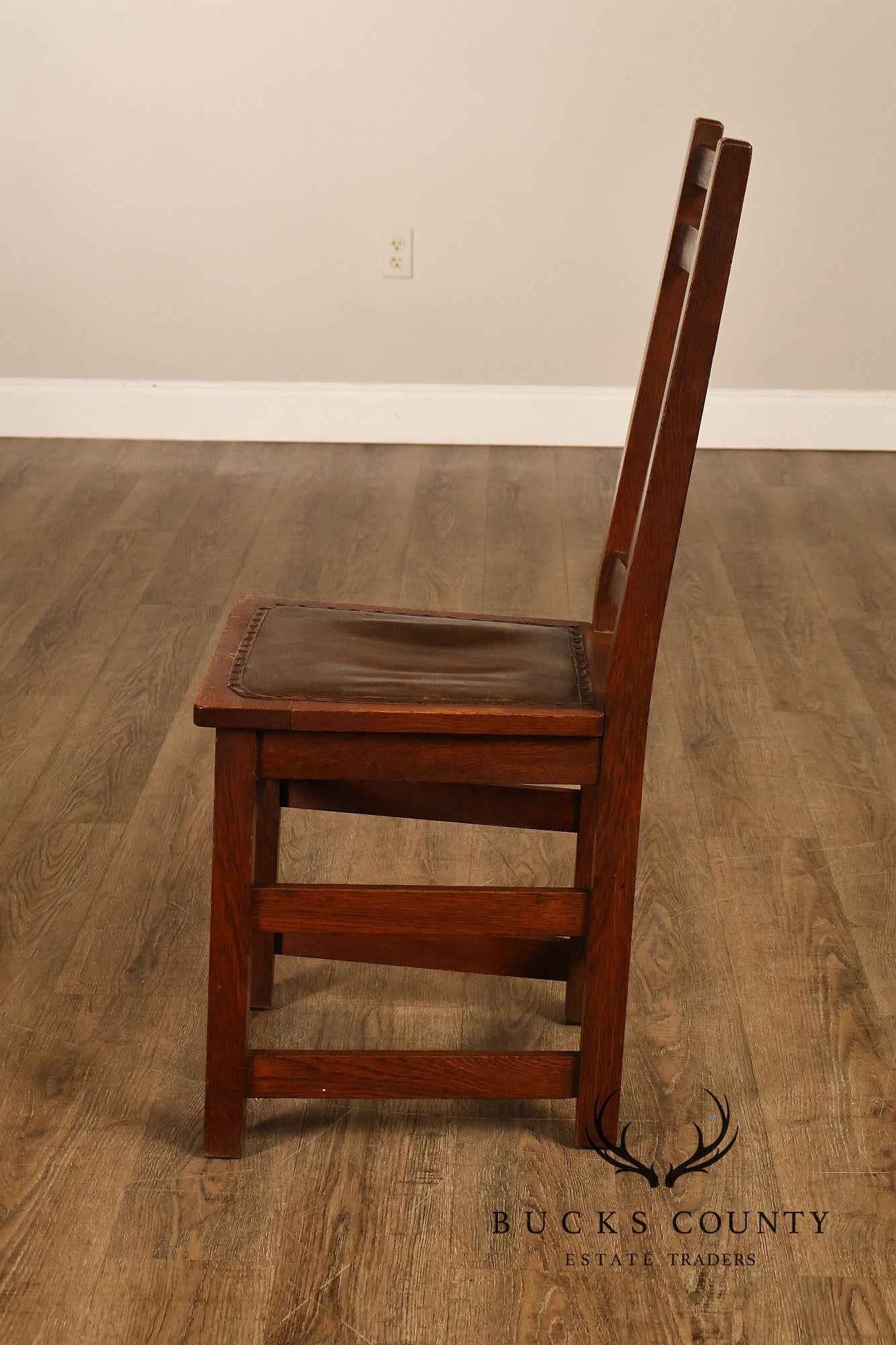 Antique Limbert Set Of 6 Arts & Crafts Oak Dining Chairs