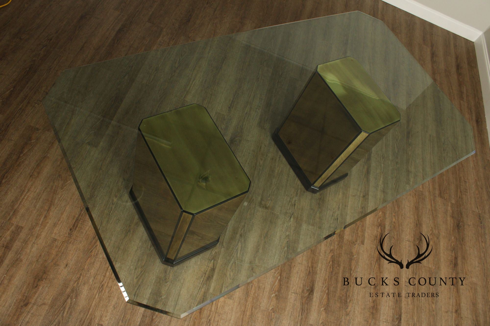 Mastercraft Hollywood Regency Brass and Glass Pedestal Dining Table