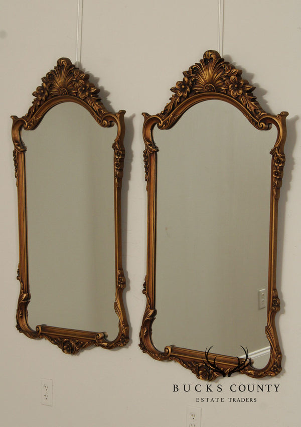 1930's French Style Pair Of Carved Giltwood Wall Mirrors