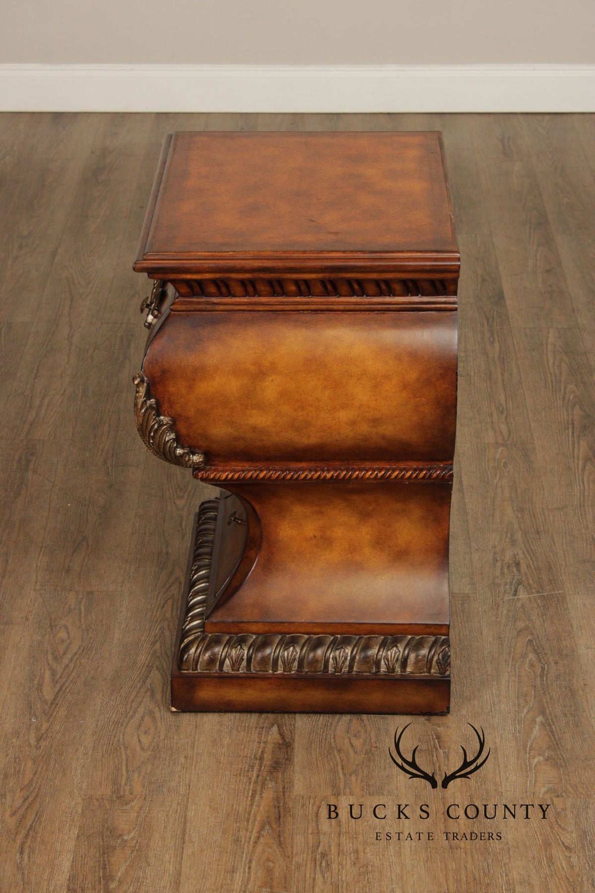 Regency Style Burlwood Bombe Four-Drawer Accent Chest