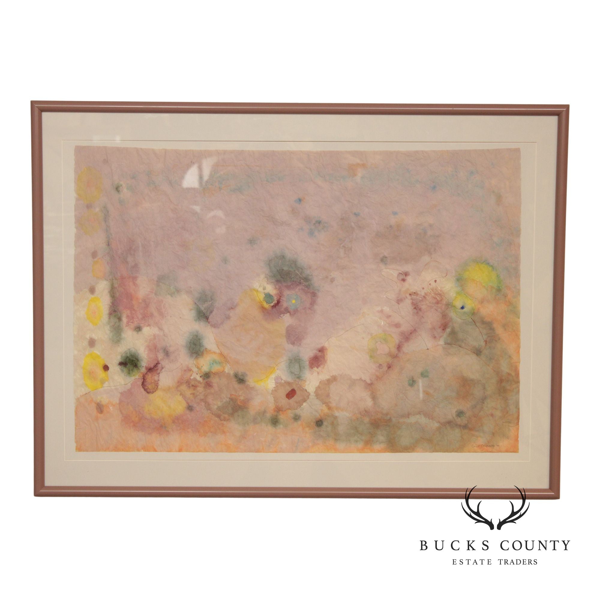 Carol Carpenter Framed Abstract Floral Watercolor Painting