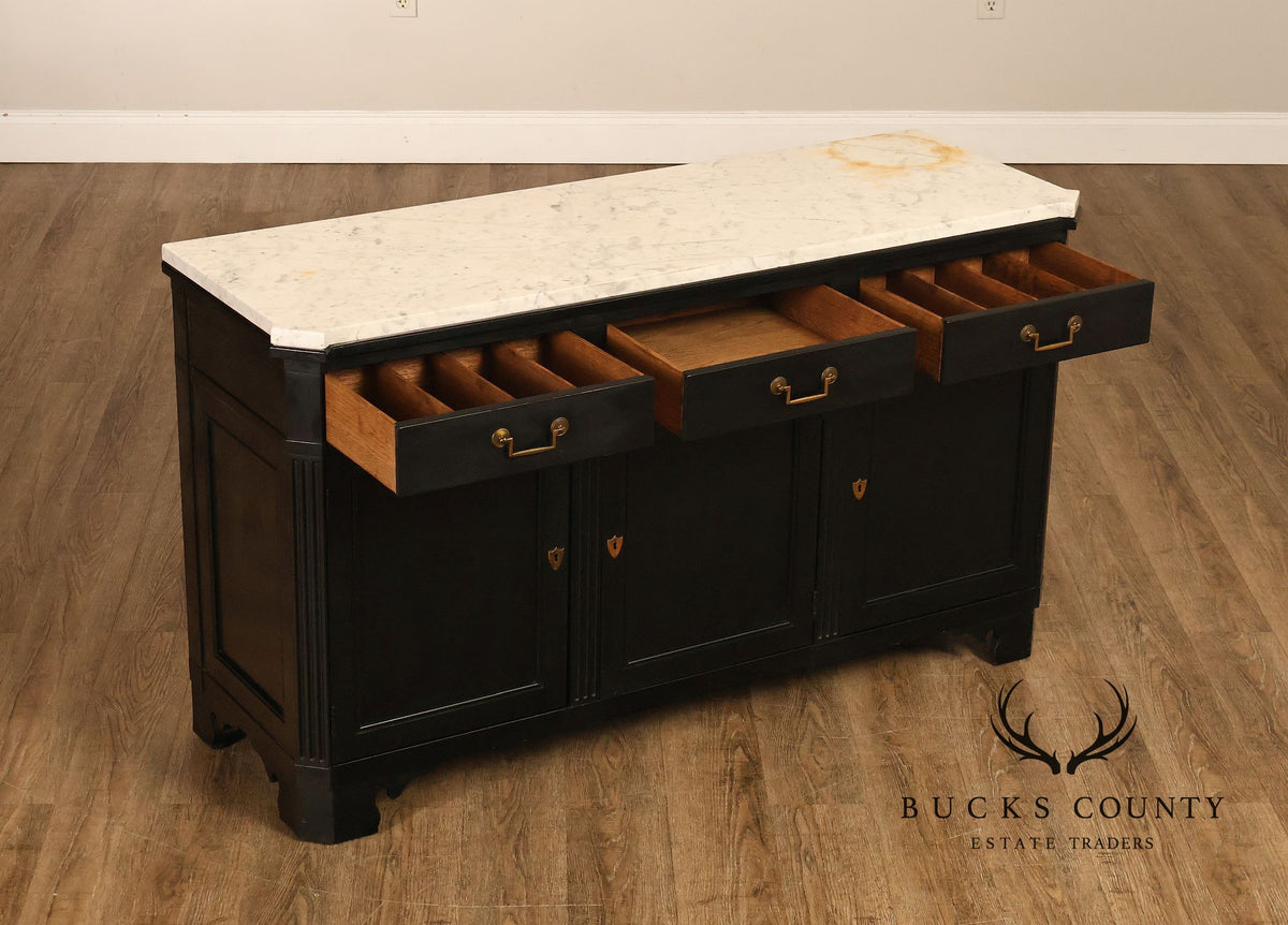 Baker Furniture Marble Top Sideboard Cabinet