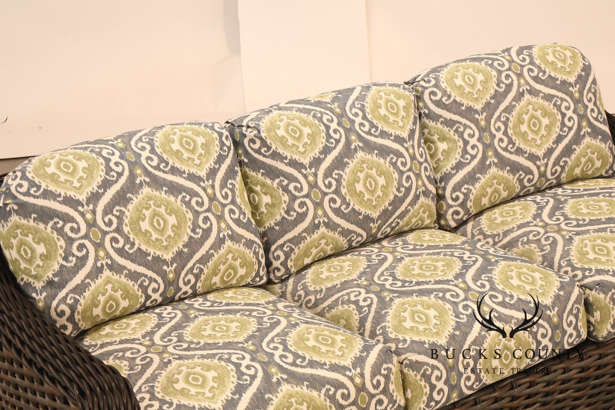 Lane Venture Woven Wicker Outdoor Sofa With Patterned Cushions