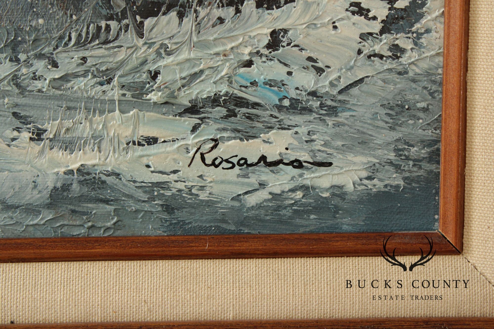 Rozario Winter Landscape Oil Painting, Barn in Snow