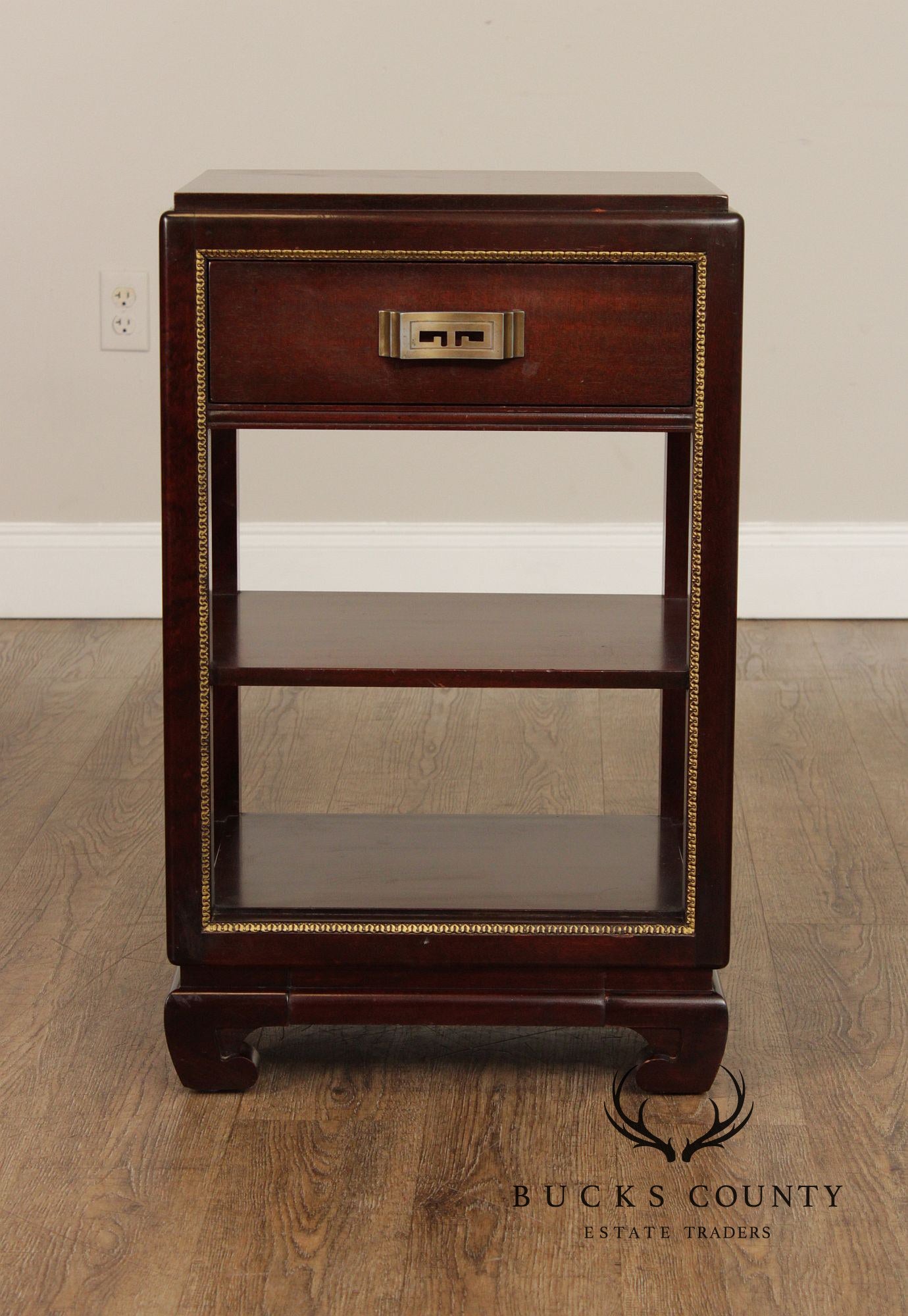 Rway Mid-Century Asian Style Pair of Mahogany Nightstands