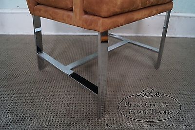 Milo Baughman Mid Century Modern Pair of Chrome Frame Arm Chairs