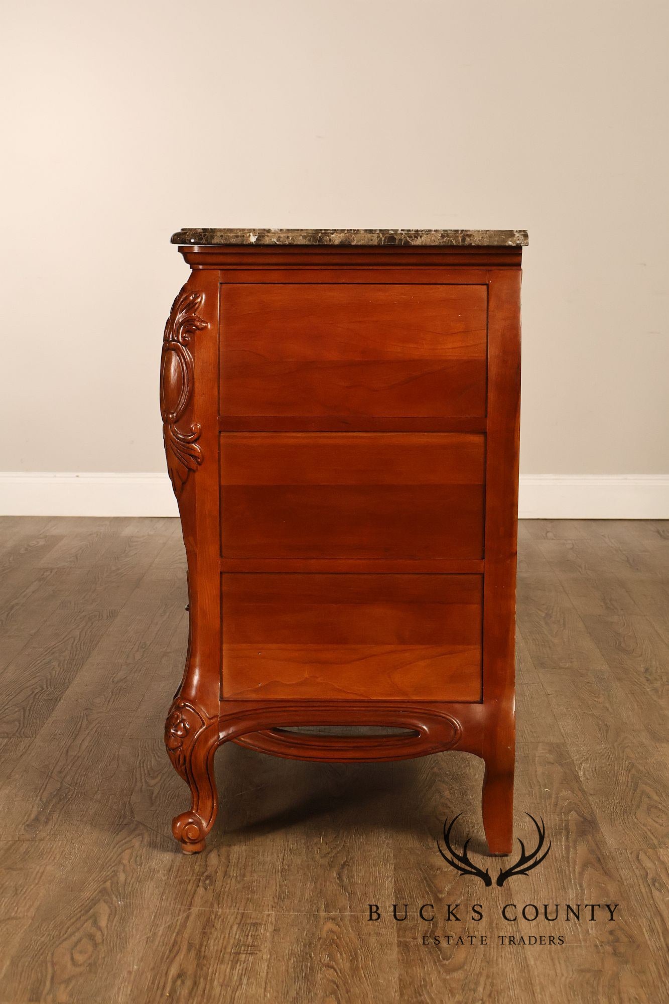 Century Furniture Pair of Marble Top Bombe Chests