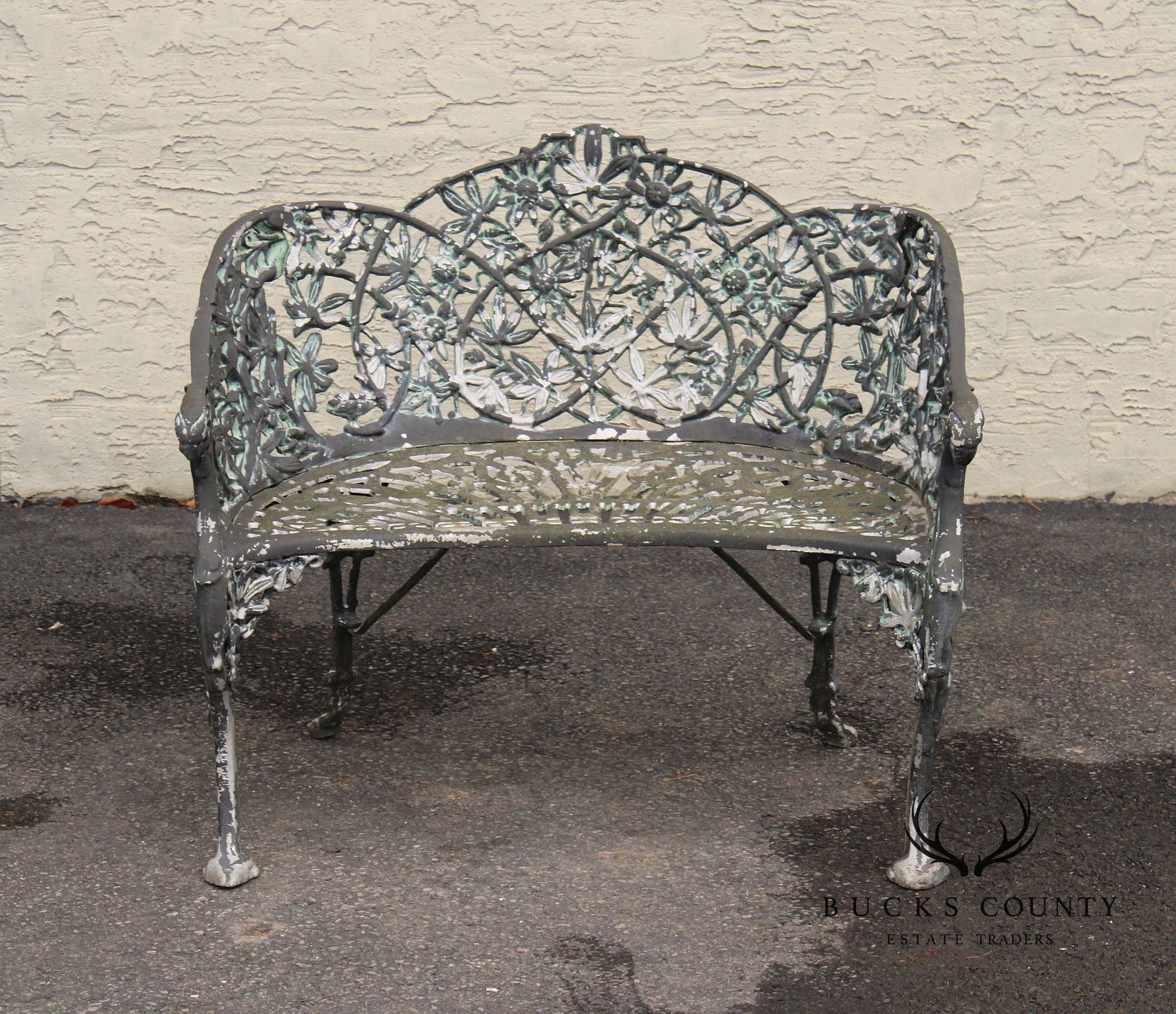 Coalbrookdale Style Vintage Cast Aluminum Garden Settee