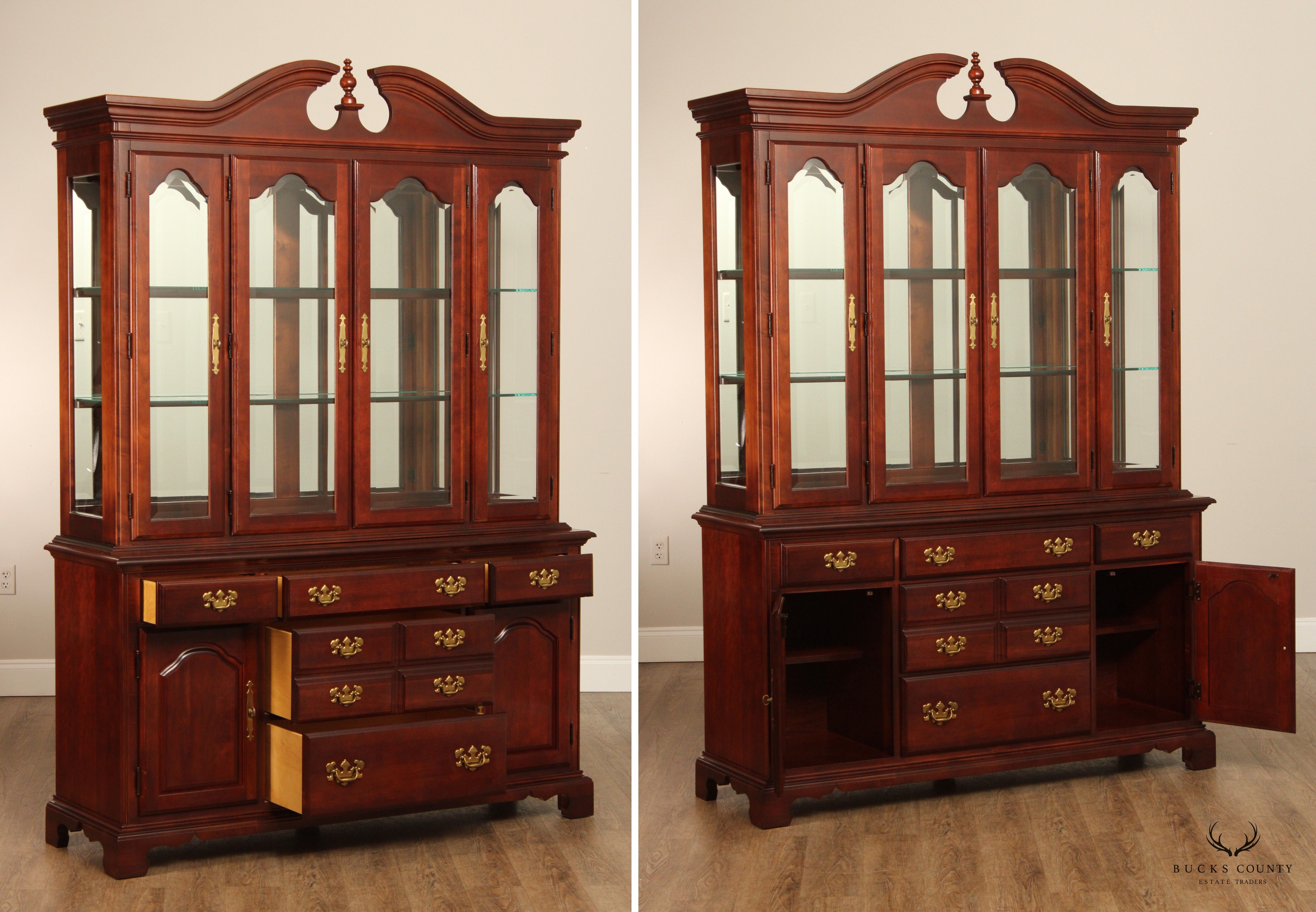 American Drew Chippendale Style Cherry China Cabinet