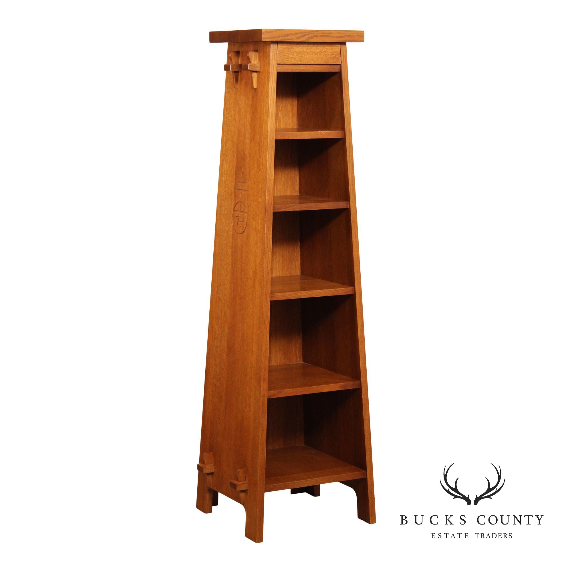 Stickley Mission Collection Oak Roycroft Magazine Pedestal