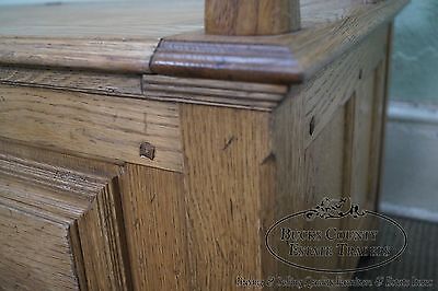 Jonathan Charles Tudor Oak Gothic Style Settee w/ Storage