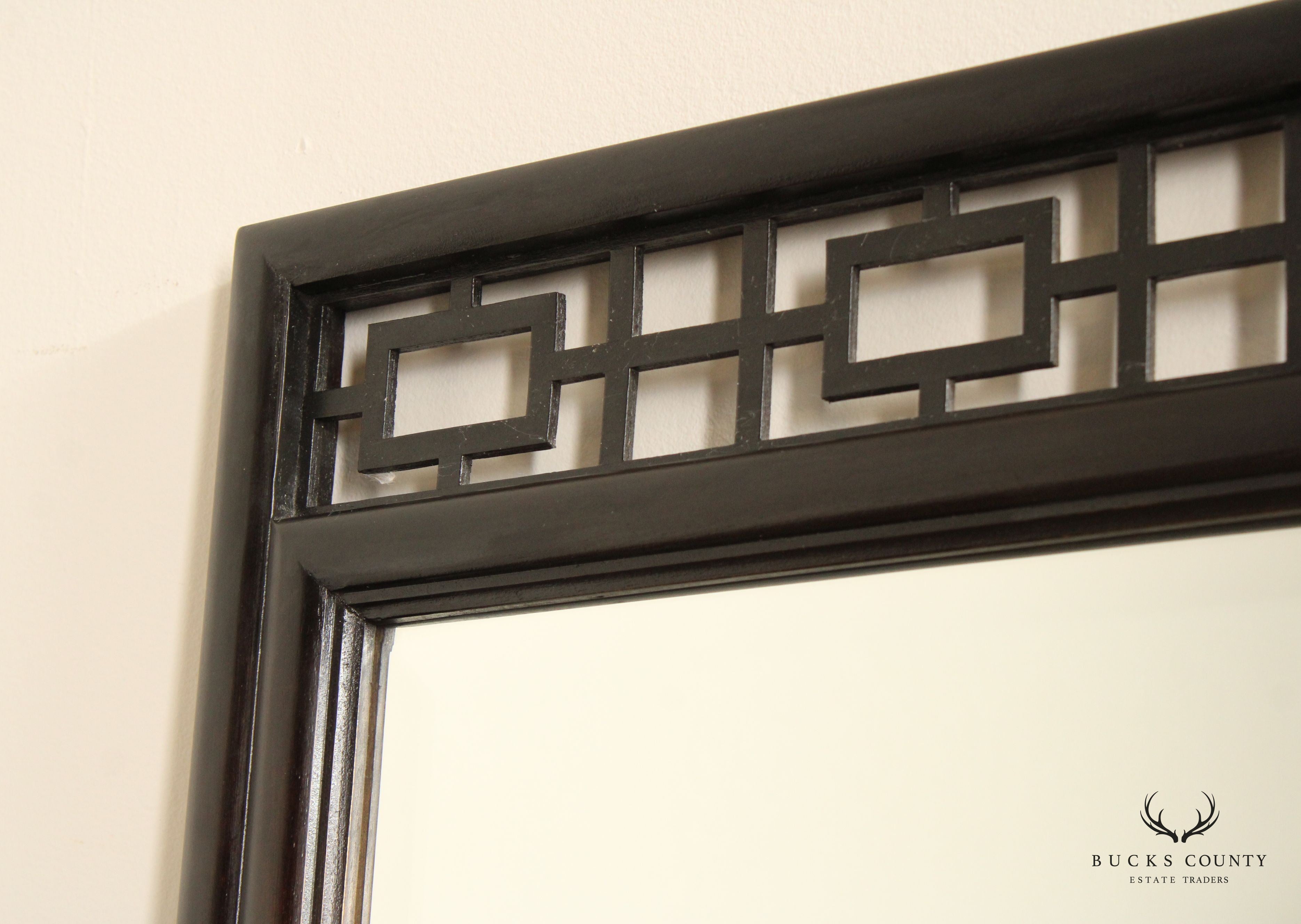 Vintage Pair Of Ebonized Asian Influenced Wall Mirrors