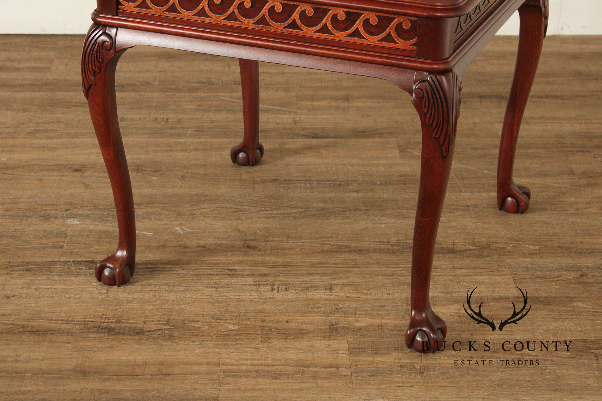 Georgian Style Glass Top Cherry Side Table