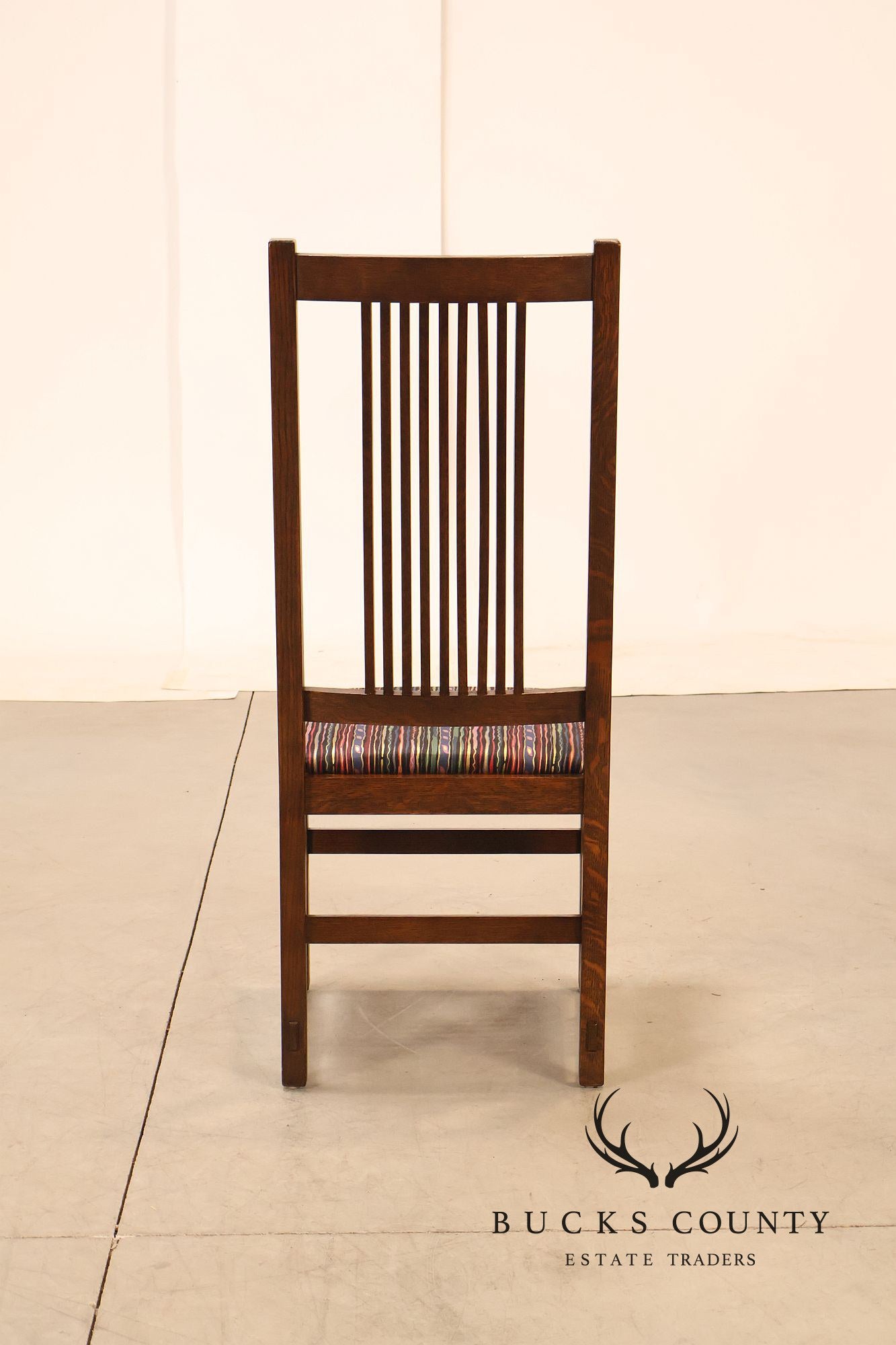 Stickley Mission Collection Set of Four Oak Spindle Side Dining Chairs