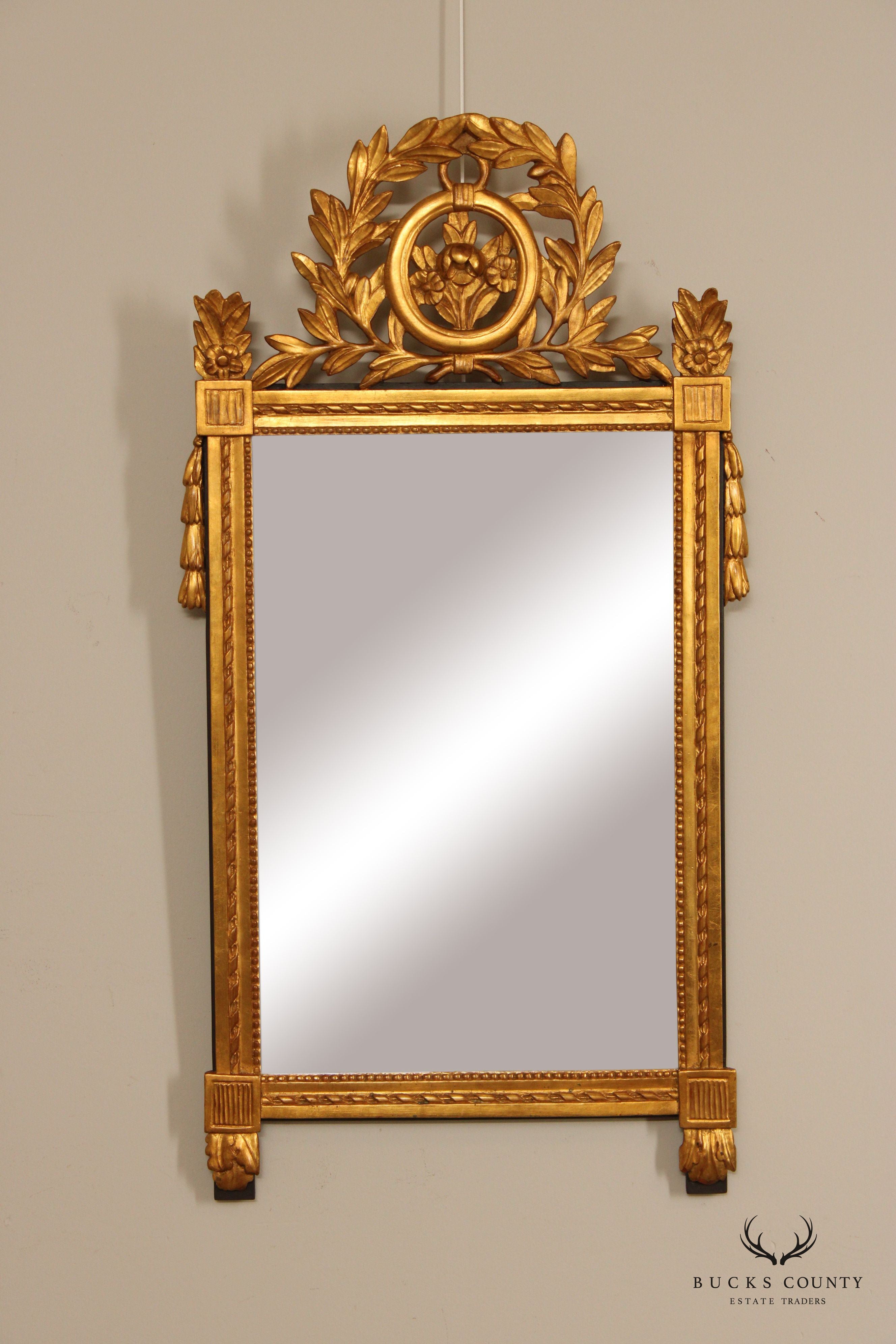 French Louis XVI Style Carved Giltwood Mirror