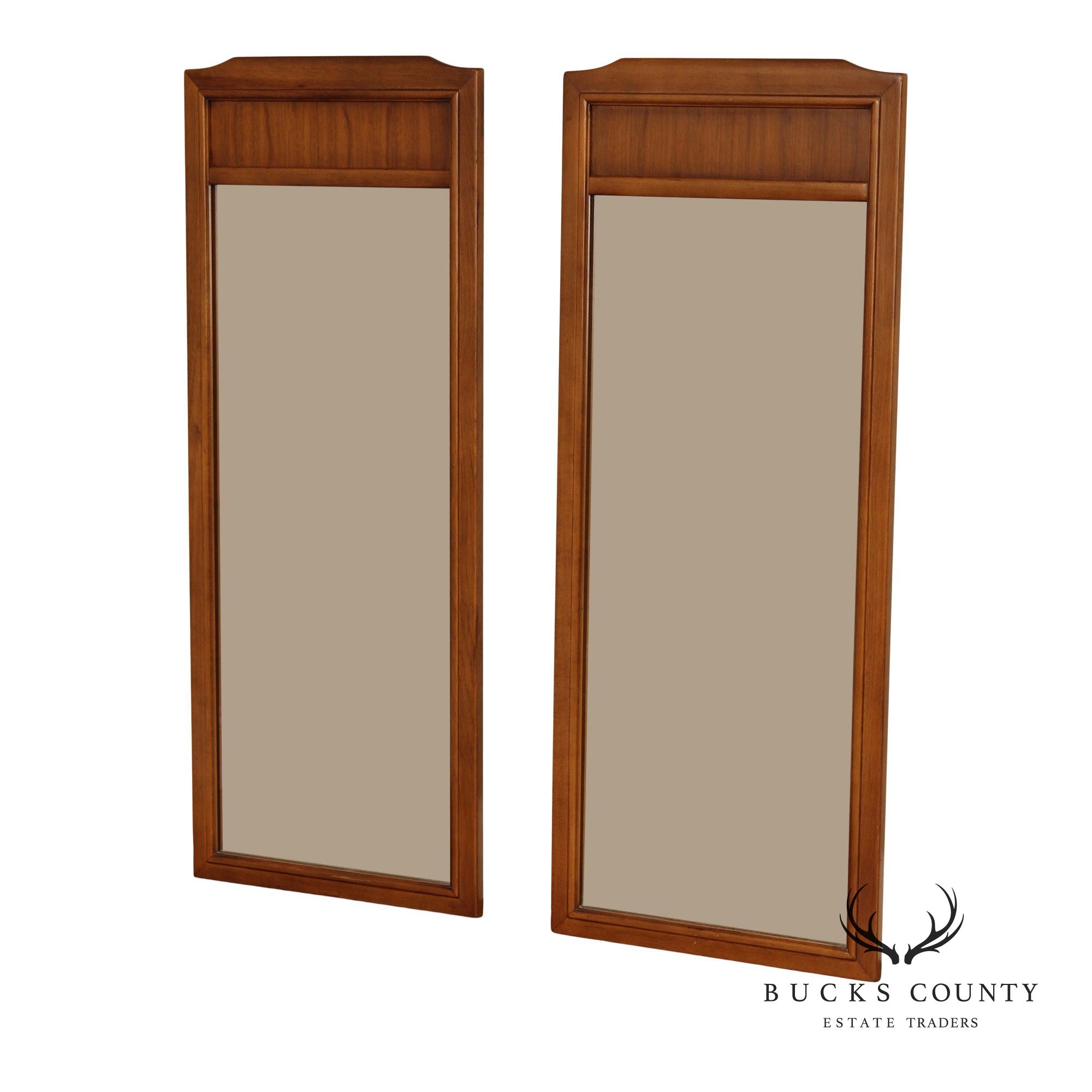 Mid-Century Modern Pair of Walnut Pier Mirrors