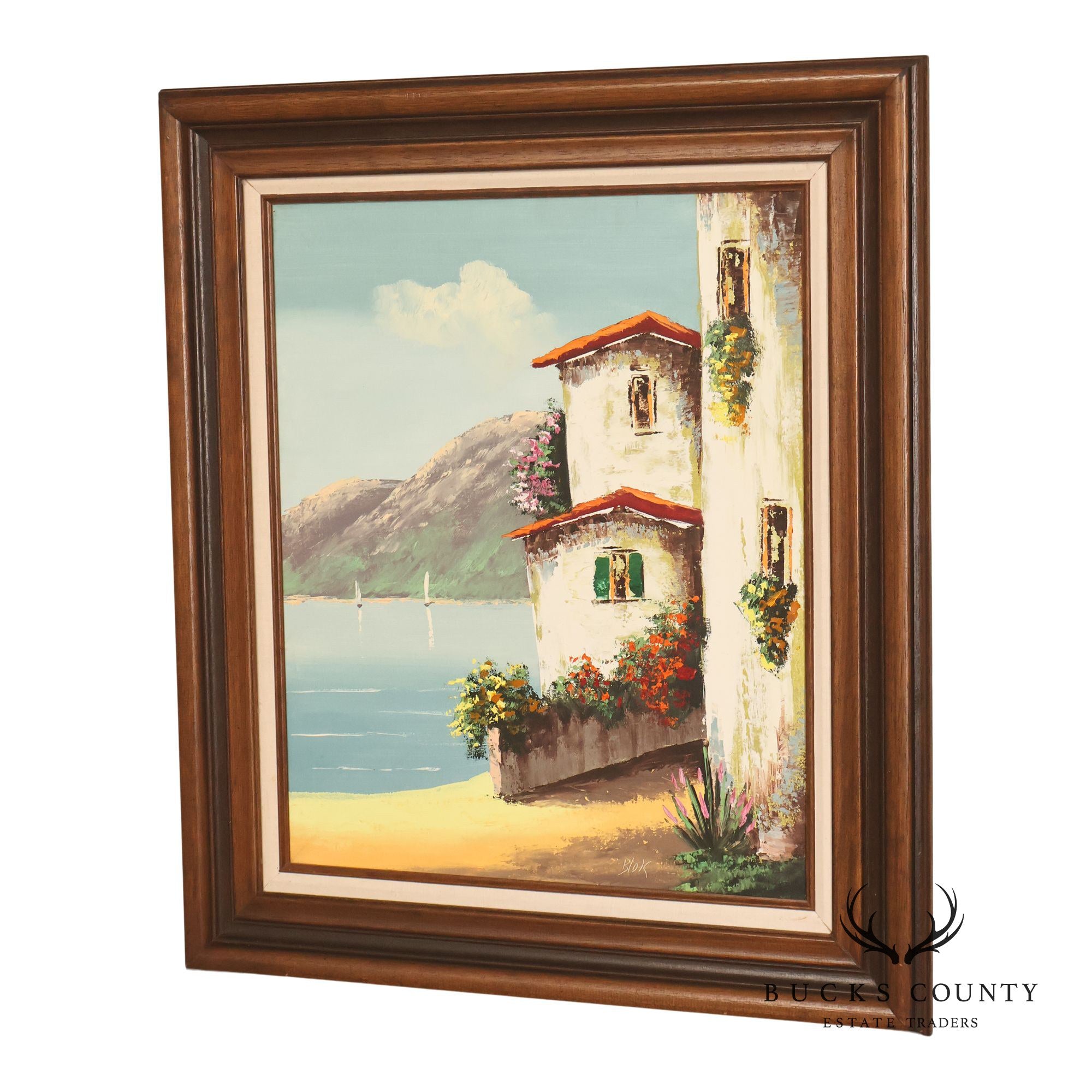 Artist Signed Mediterranean Landscape Oil Painting