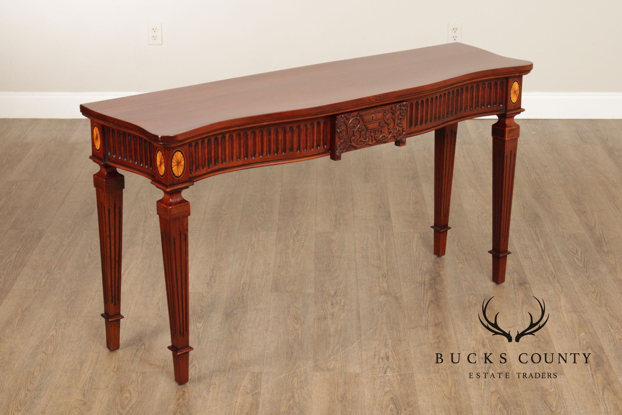 Victoria Collection Neoclassical Style Inlaid Mahogany Console Table