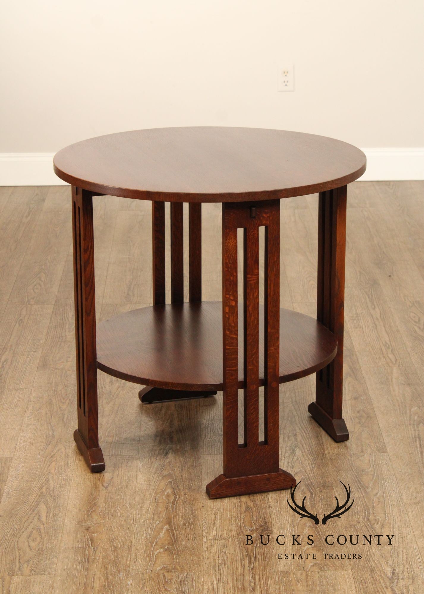 Stickley Mission Collection Oak Round Lamp Table