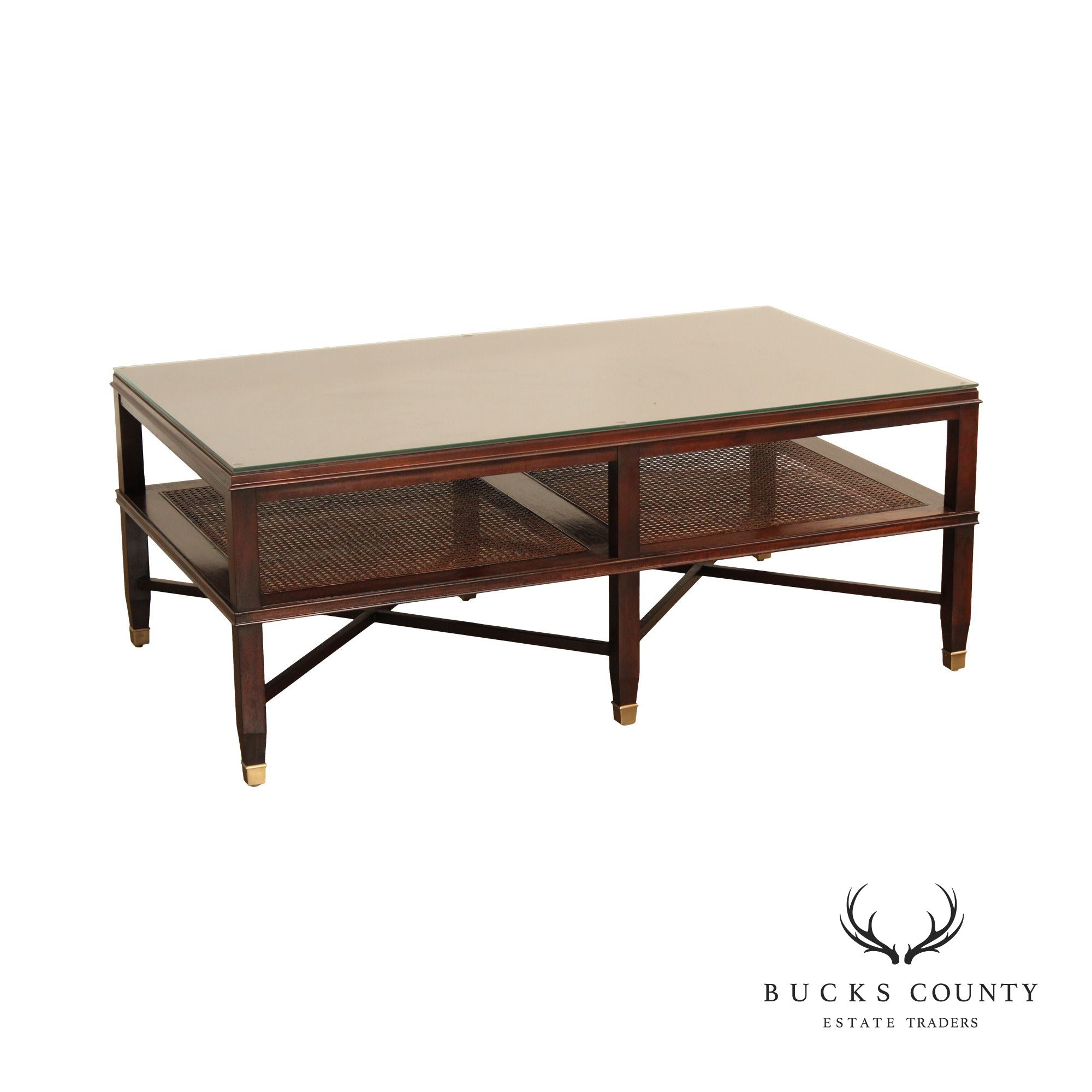 Sherrill Occasional British Colonial Style Caned Coffee Table