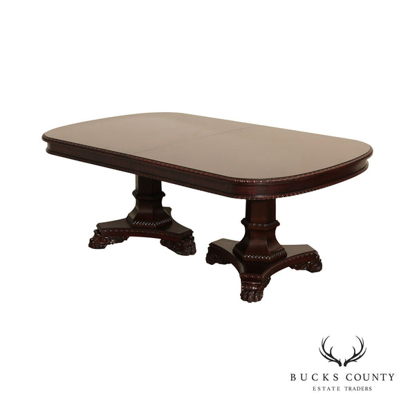 Empire Style Mahogany Double Pedestal Expandable Dining Table