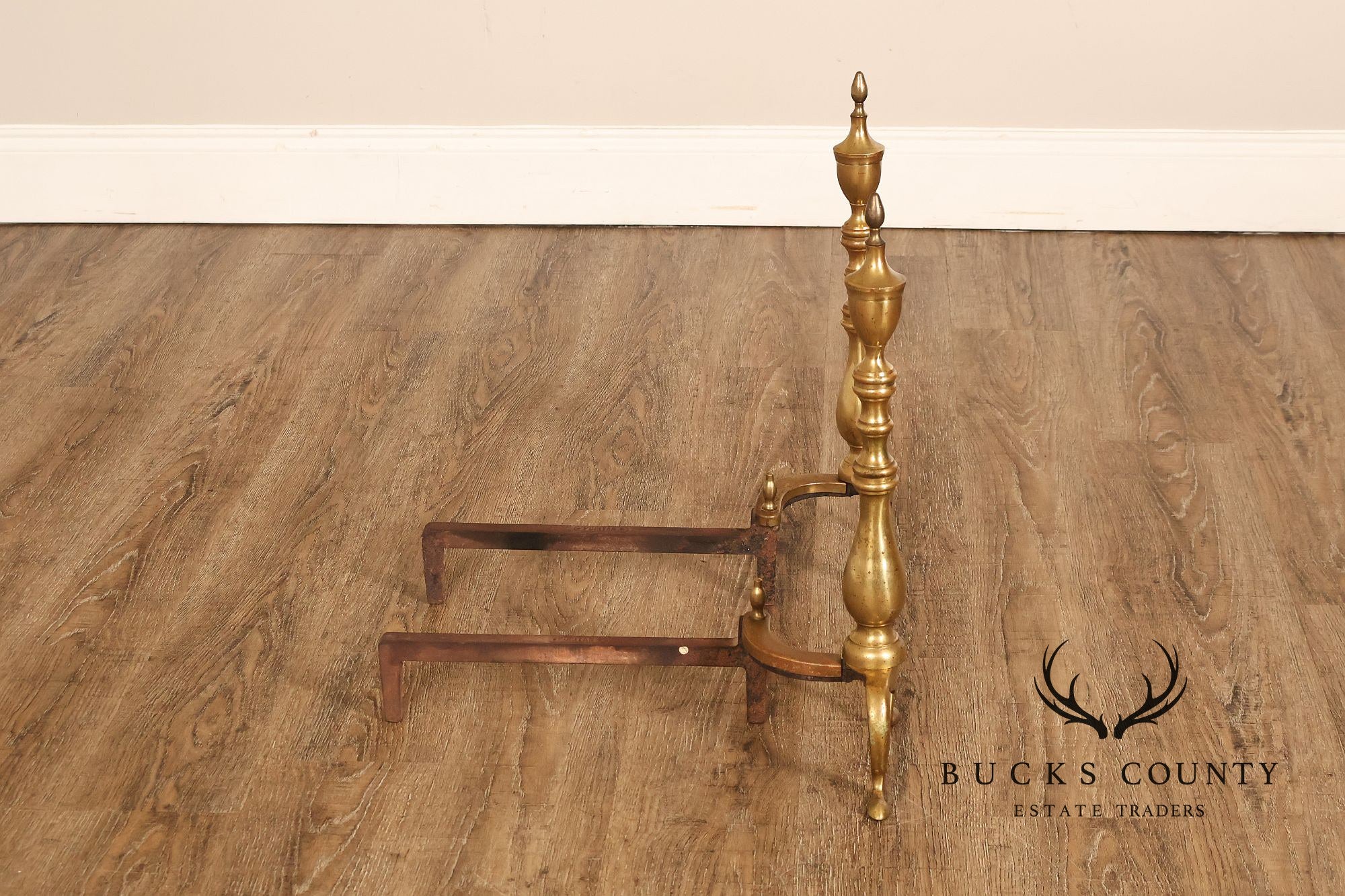 Puritan Federal Style Pair of Brass Andirons