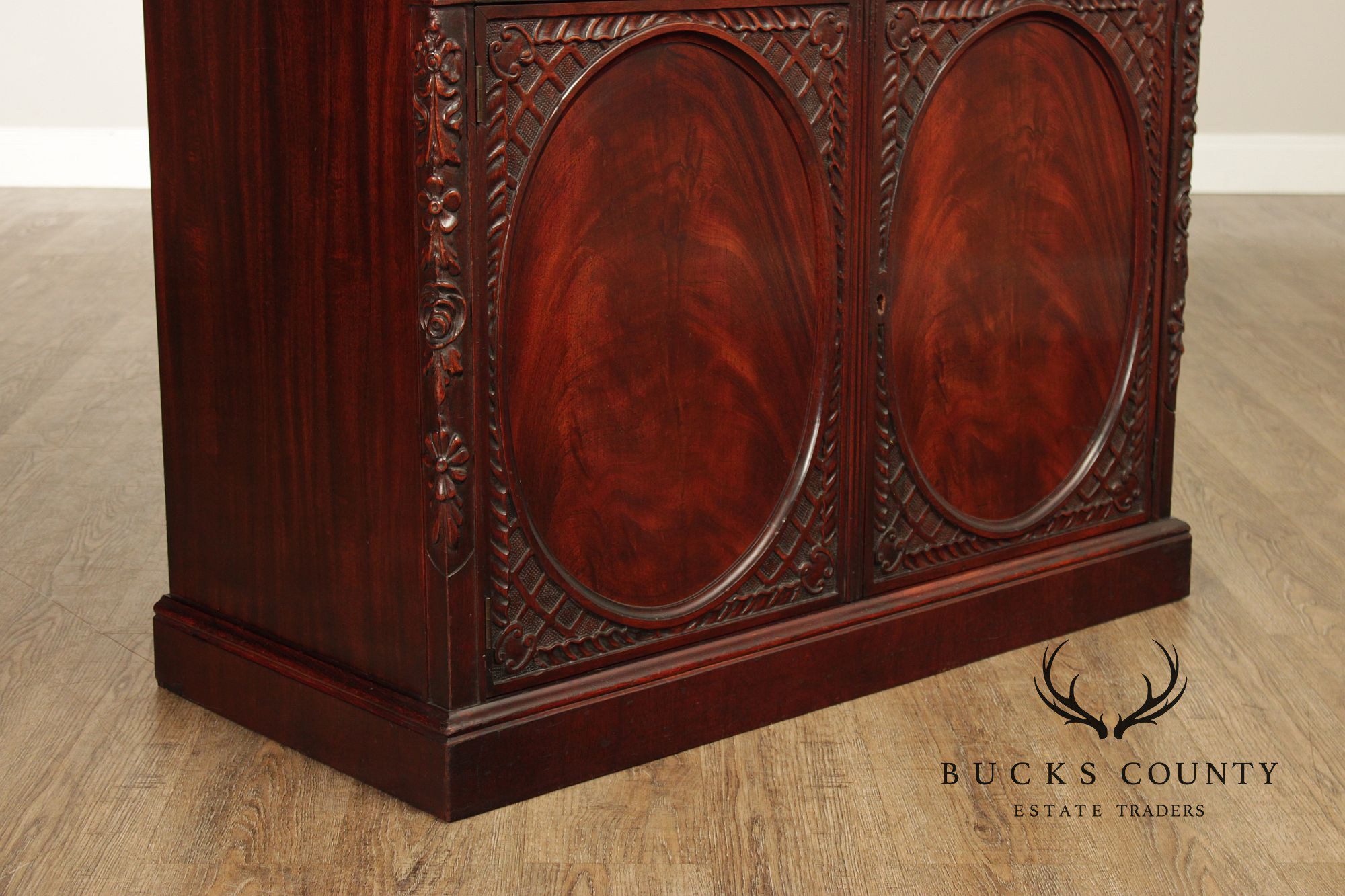 1940's Vintage Carved Mahogany Server Cabinet