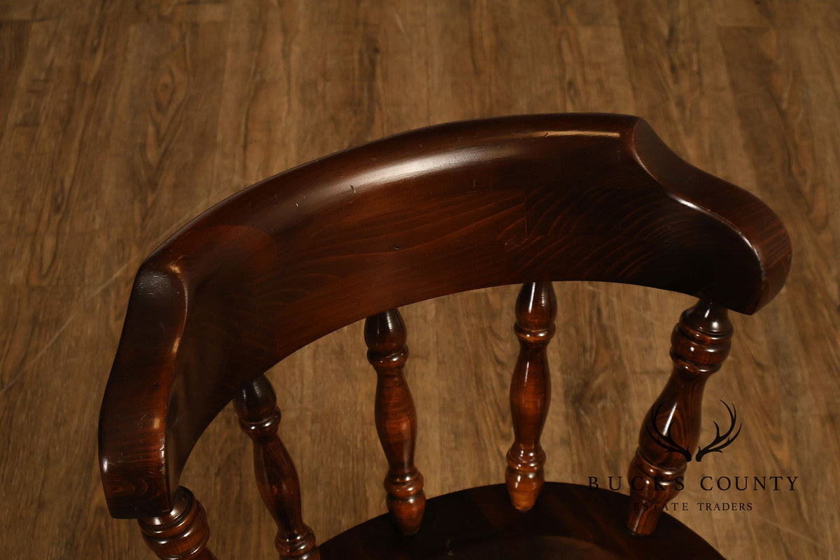 Set Of Four Ethan Allen Colonial Style Dark Finish Windsor Dining Chairs