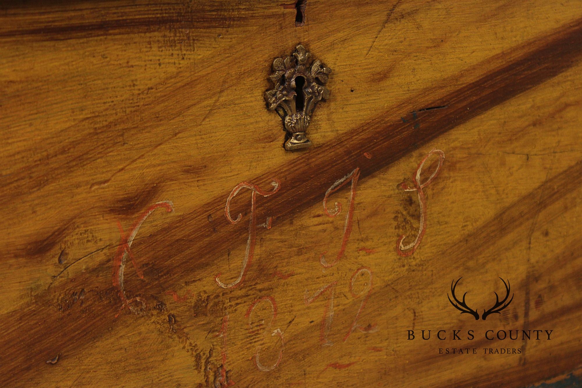 Antique Dome Top Grain Painted Pine Blanket Chest