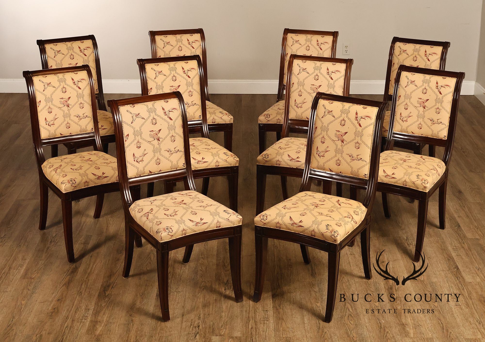 Empire Style Set of Ten Mahogany Dining Chairs