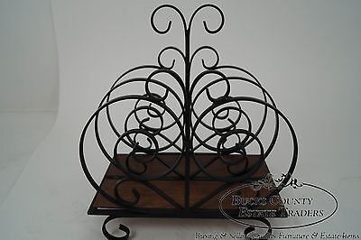 Custom Ornate Scrolled Wrought Iron Spanish Style Magazine Stand