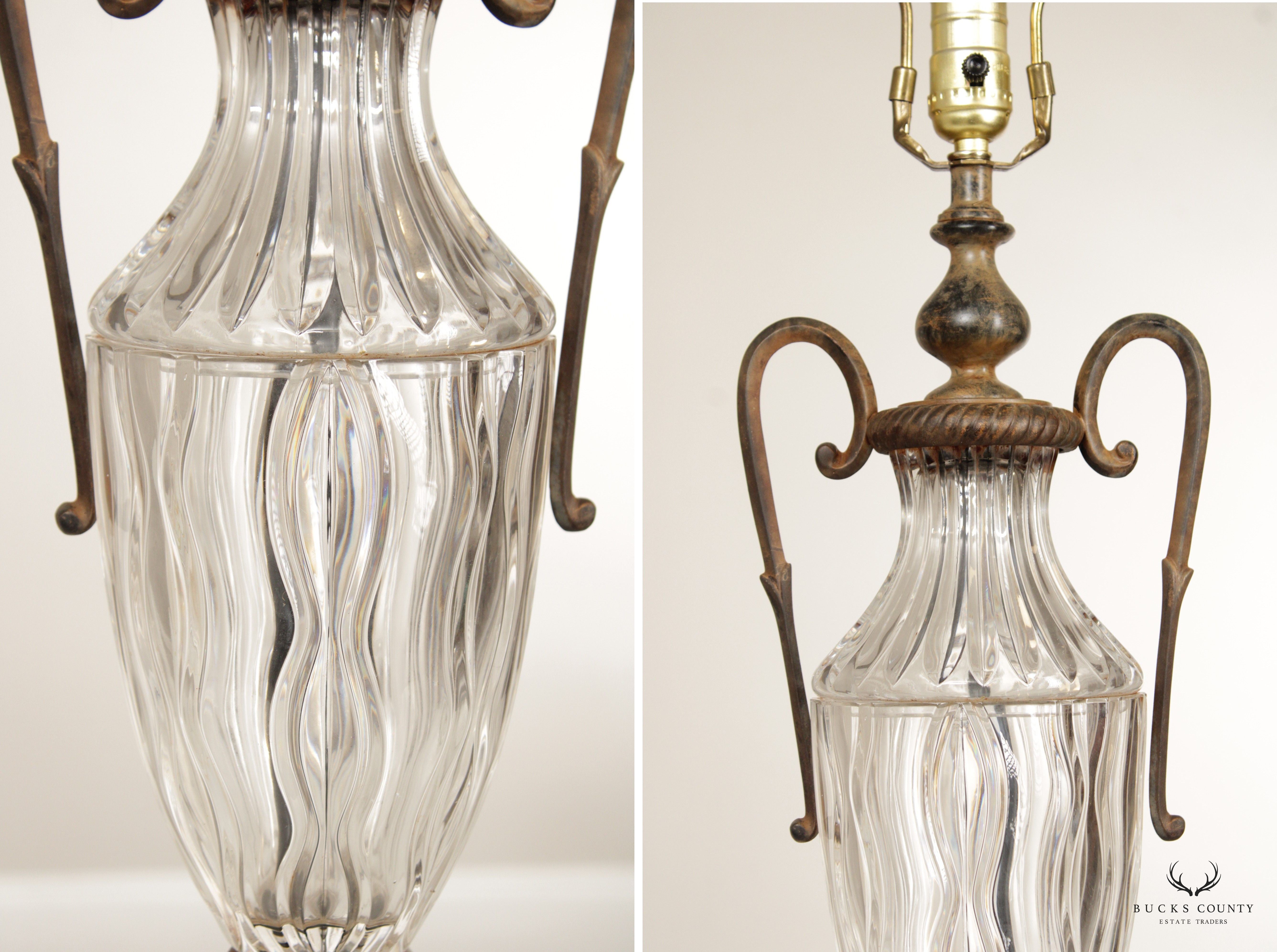 Neoclassical Style Vintage Pair of Glass Table Lamps