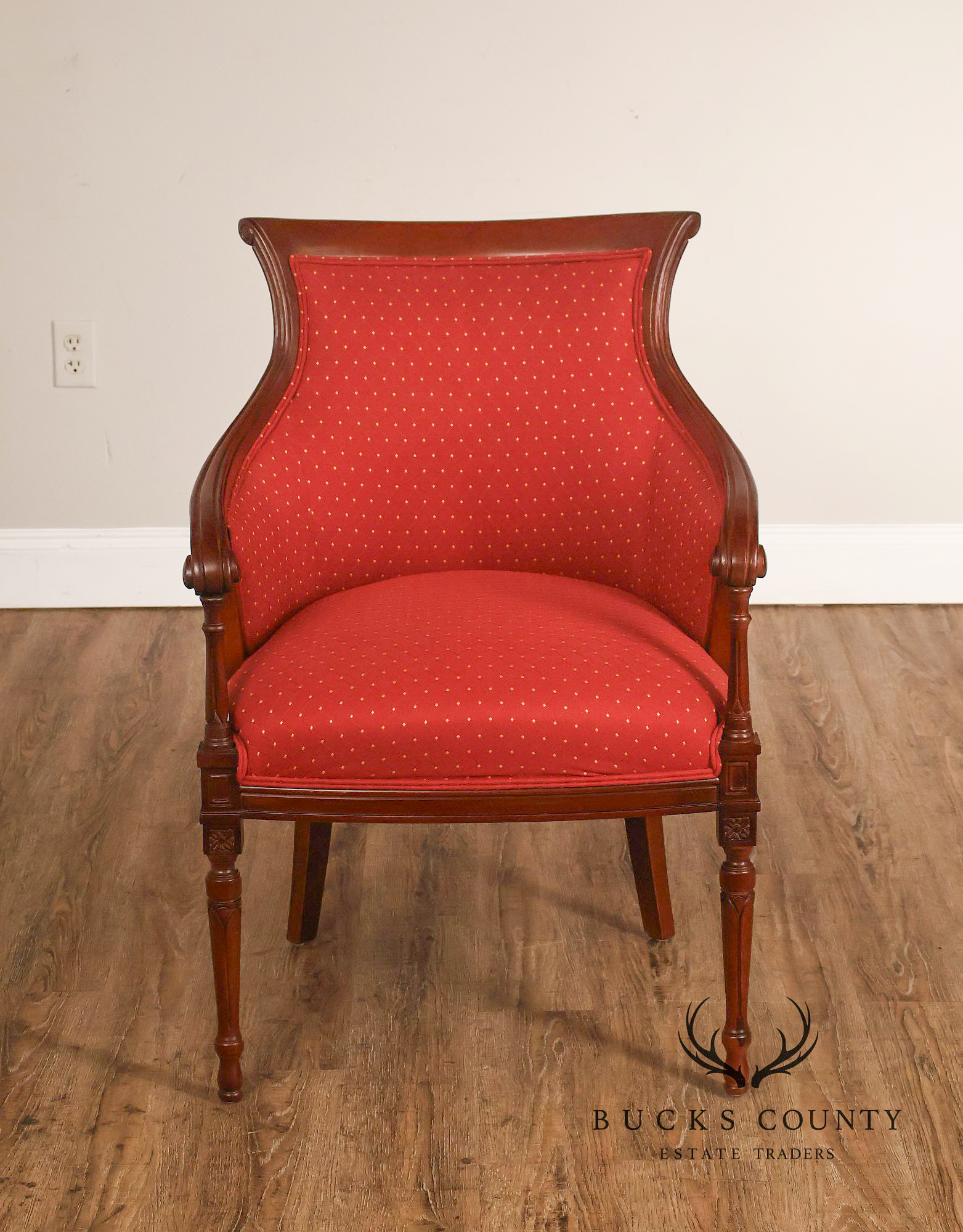 Bassett Federal Style Mahogany Cane Back Accent Chair