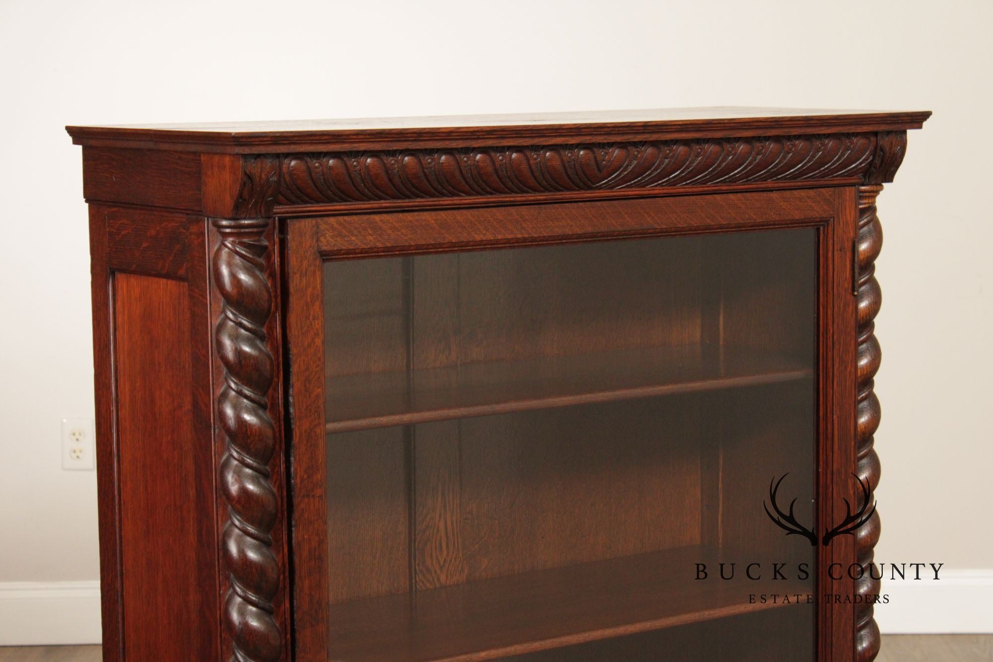 Antique Victorian Oak Barley Twist Bookcase