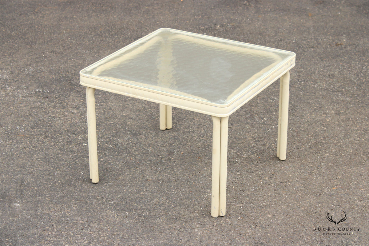 Brown Jordan Vintage Outdoor Patio Glass Square Top Side Table