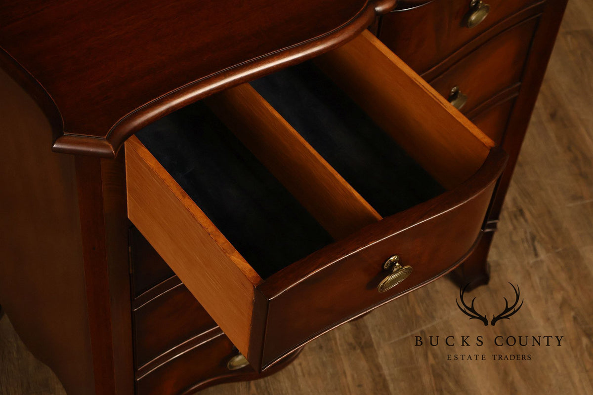 Traditional Mahogany Pair Of  Bow Front Two Drawer And Two Door Cabinets