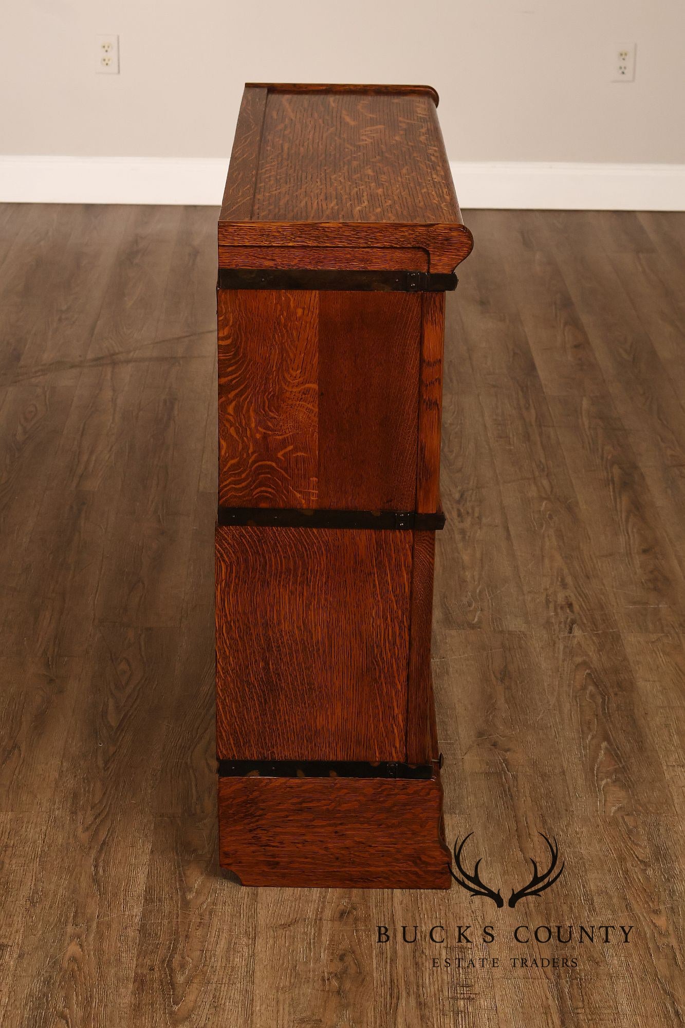 Globe-Wernicke Antique Oak Two-Stack Barrister Bookcase With Drawer Base