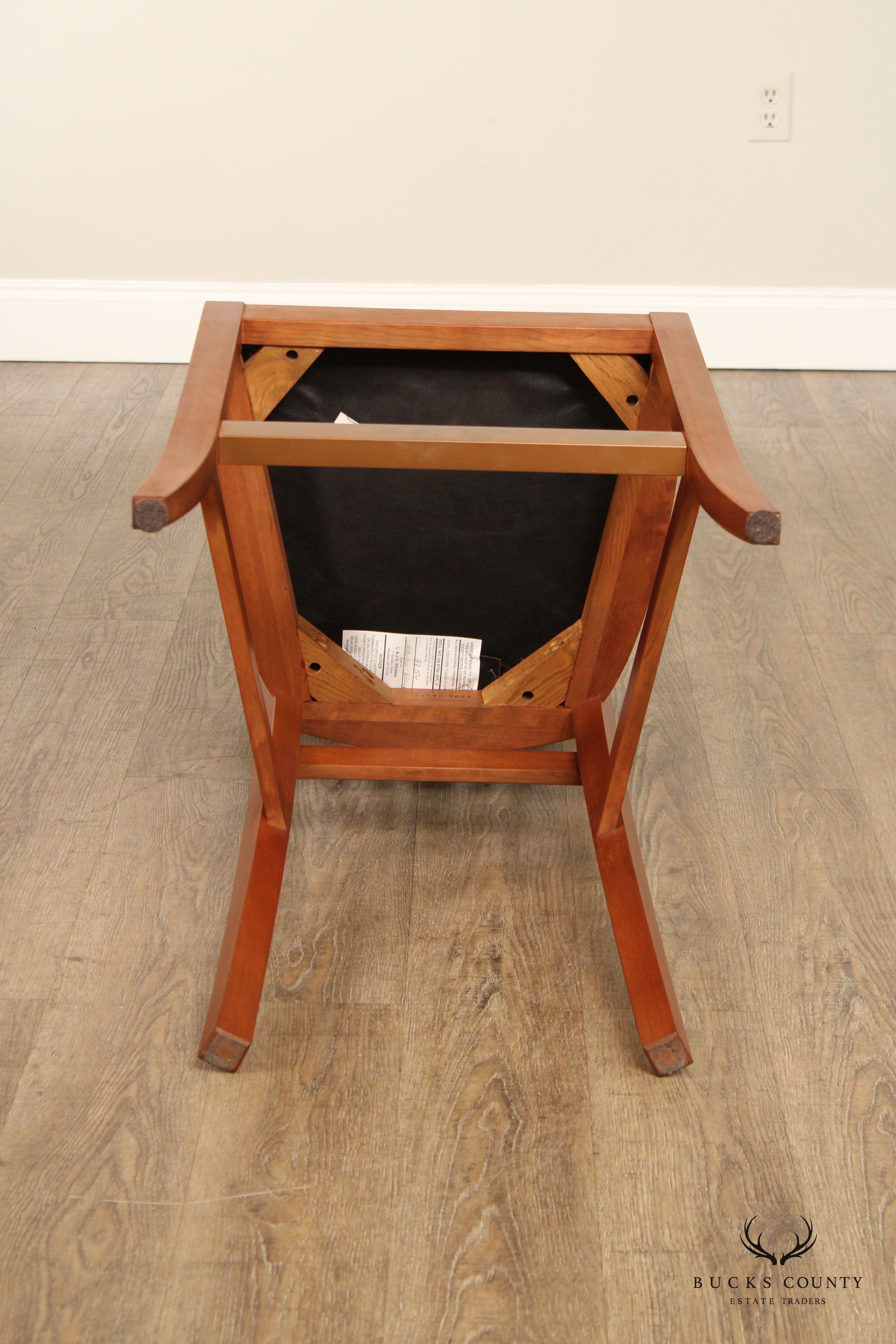 Stickley Metropolitan Collection Pair of Cherry and Leather Bar Stools