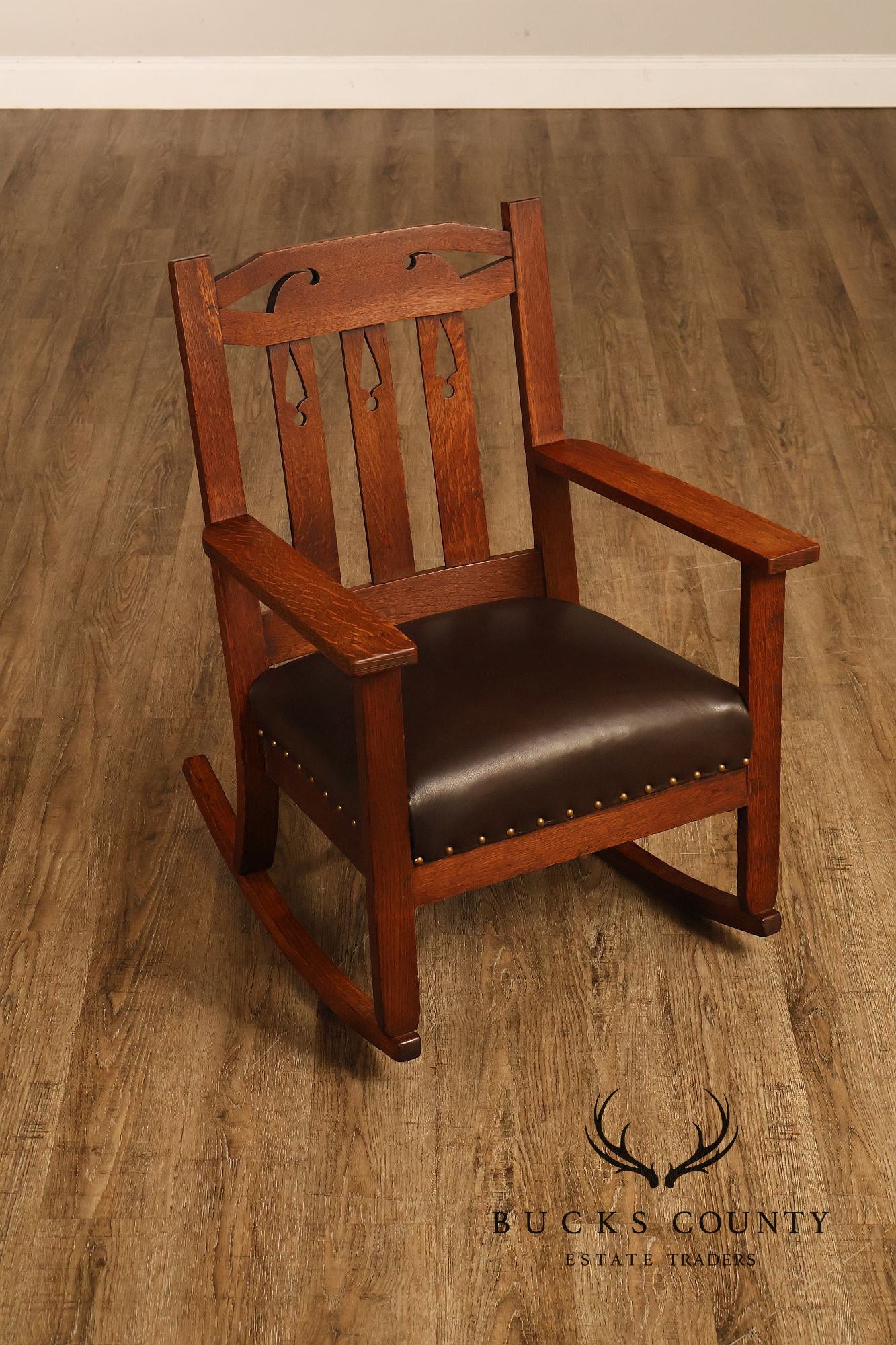 Antique Arts And Crafts Mission Oak Rocking Chair