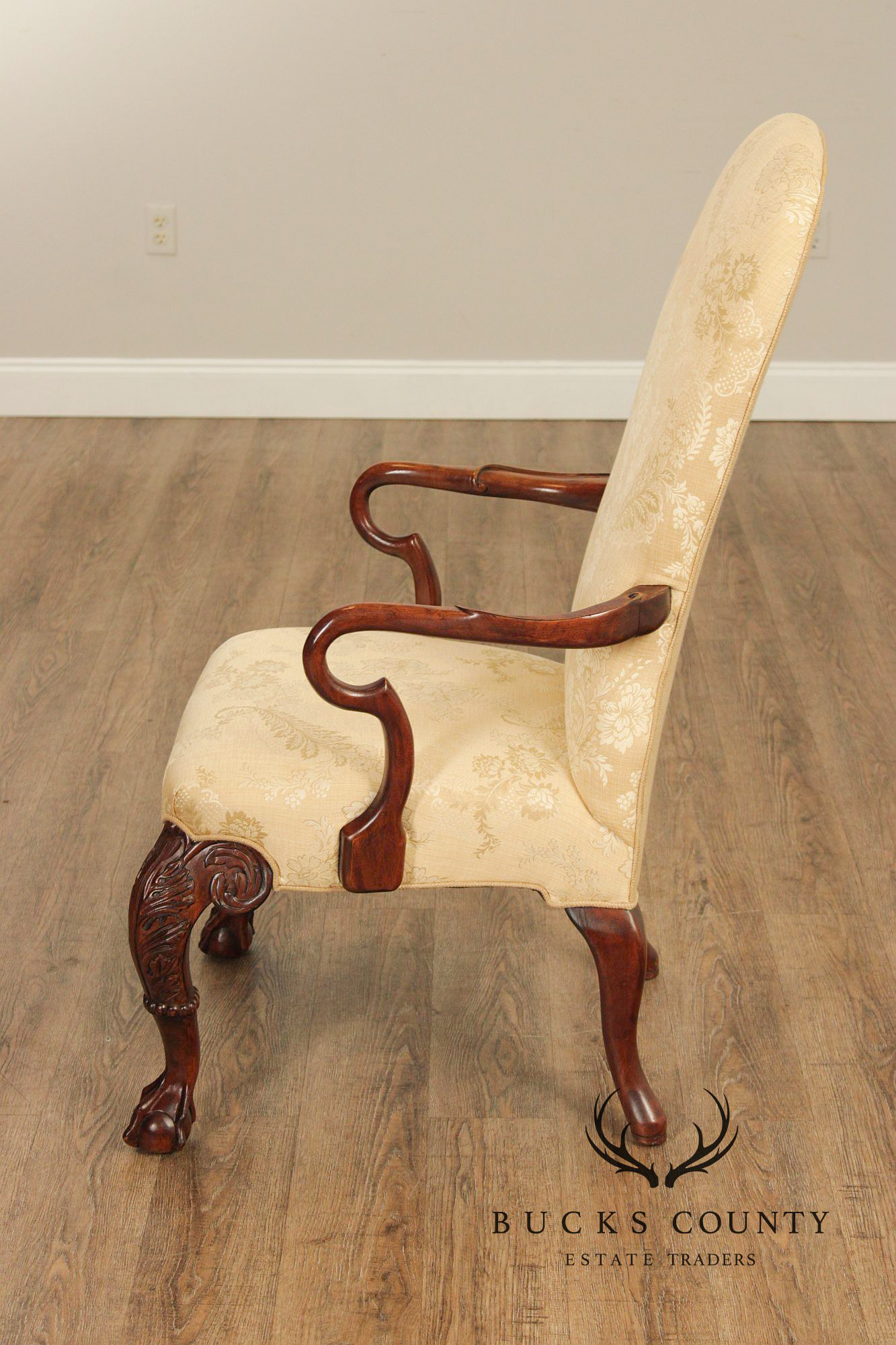 Century Furniture Chippendale Style Pair of Carved Mahogany Armchairs