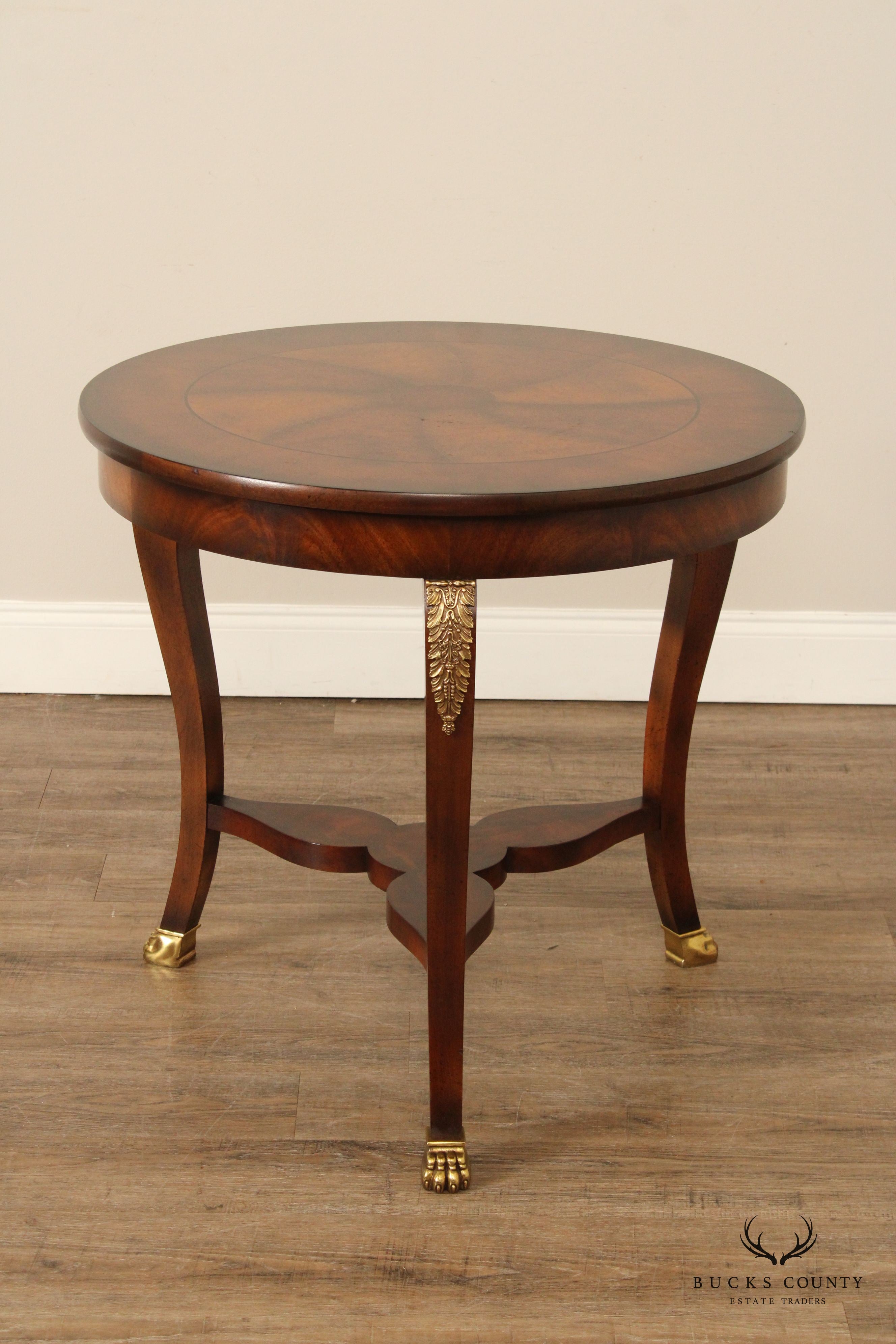 Baker Furniture Empire Style Round Top Mahogany Center Table