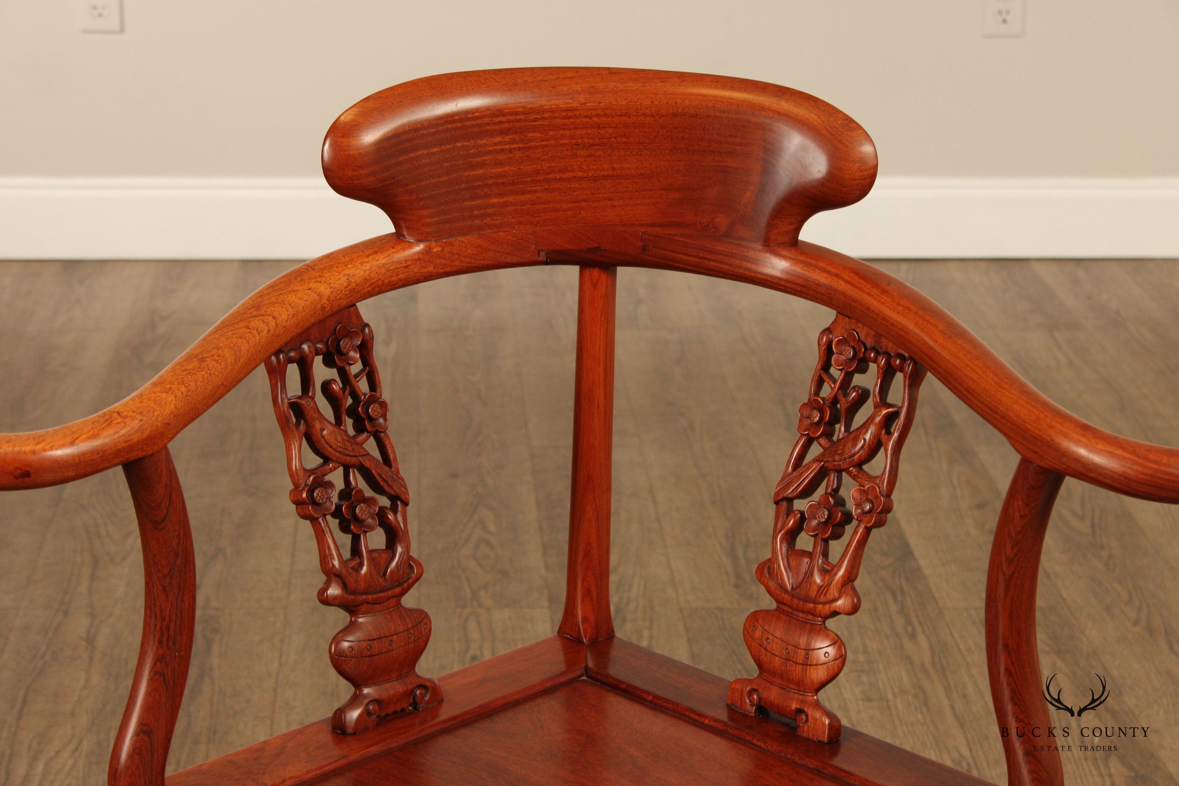 Chinese Rosewood Carved Corner Chair