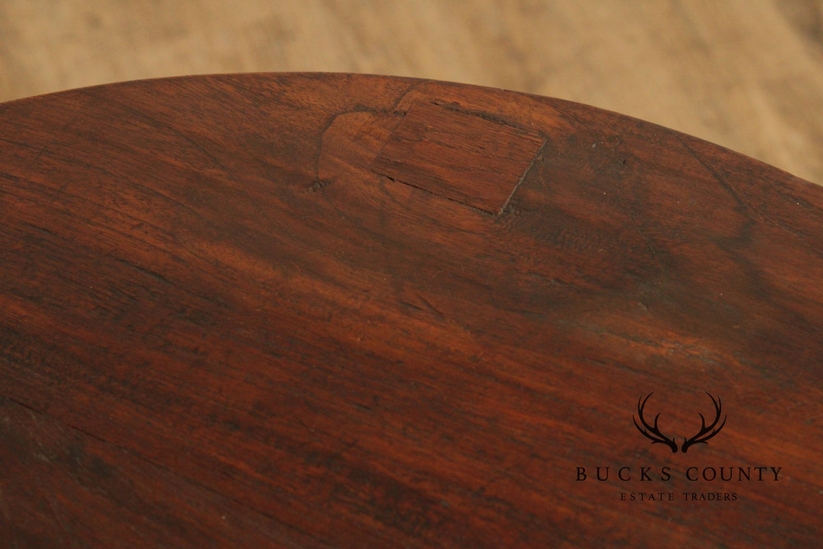 Rustic Round Two-Tier Hardwood Side Table