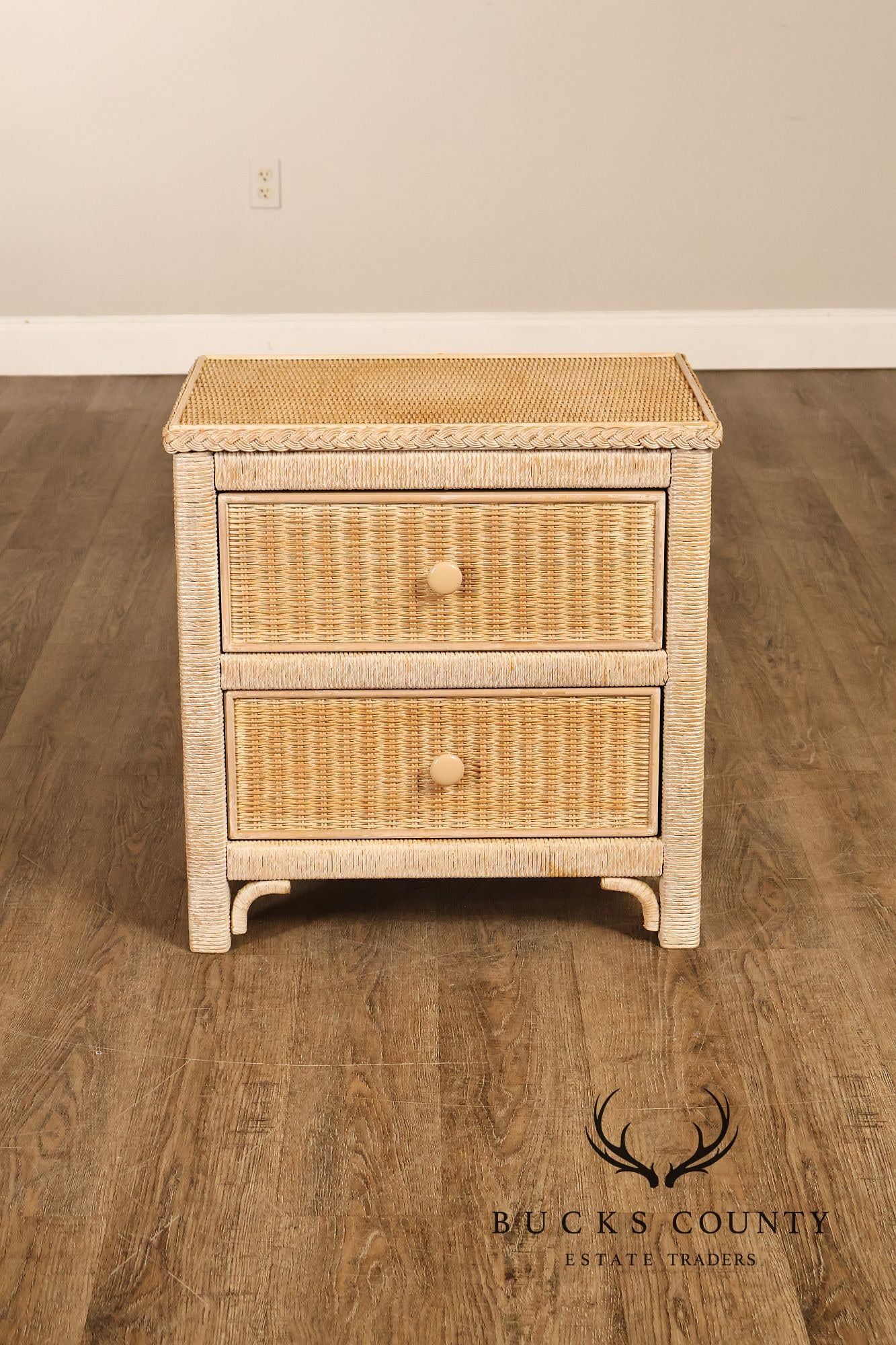 Lexington Henry Link Vintage Pair of Wicker two Drawer Nightstands