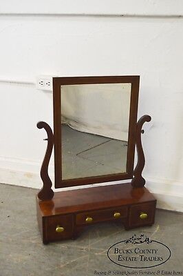 Antique 19th Century Mahogany Shaving Mirror w/ Drawers