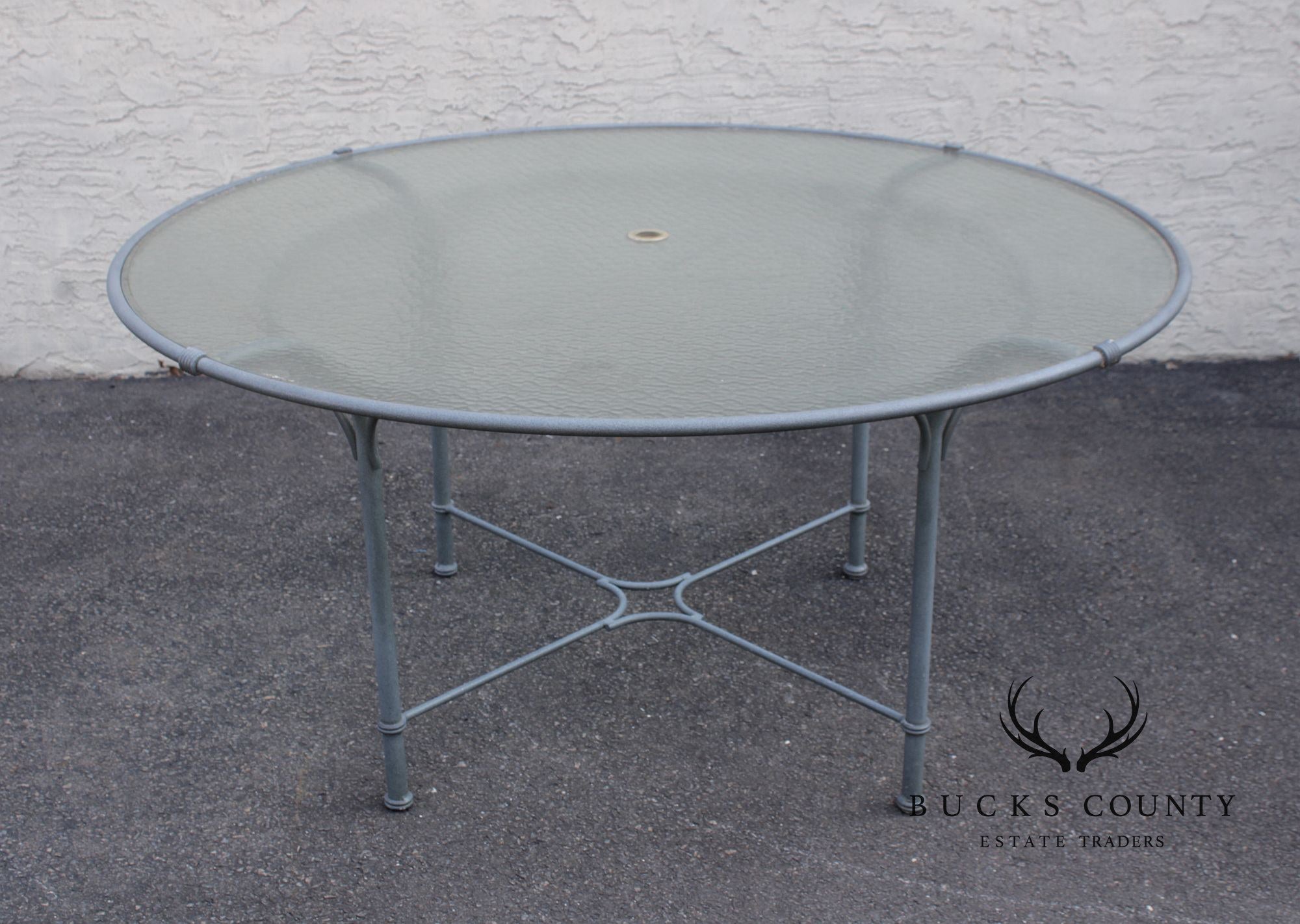 Brown Jordan Large Round Glass Top Patio Dining Table