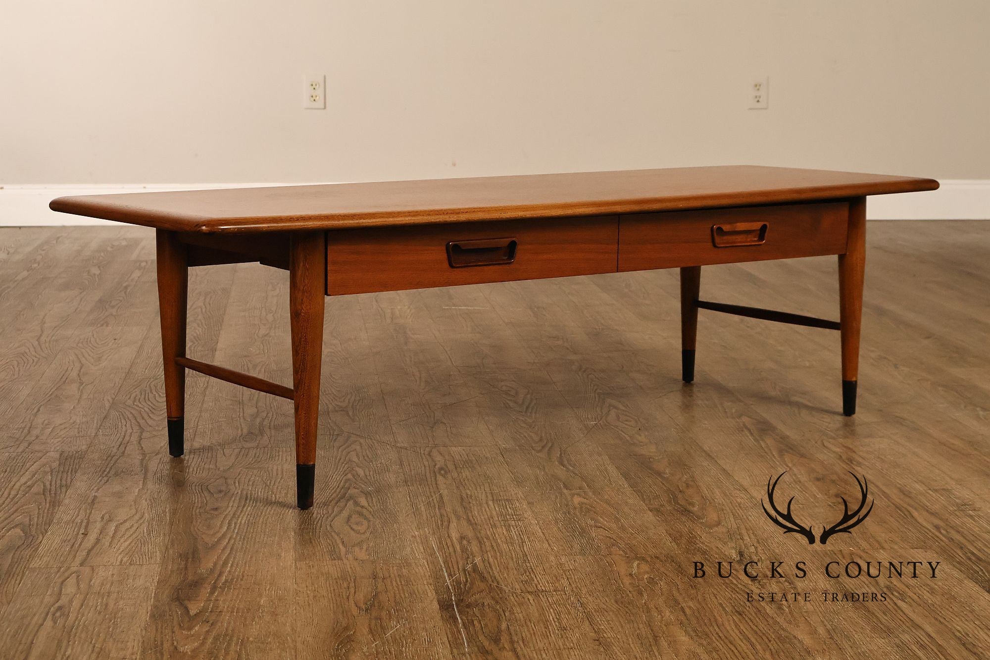 Lane Acclaim Mid Century Modern Walnut Single Drawer Rectangular Coffee Table