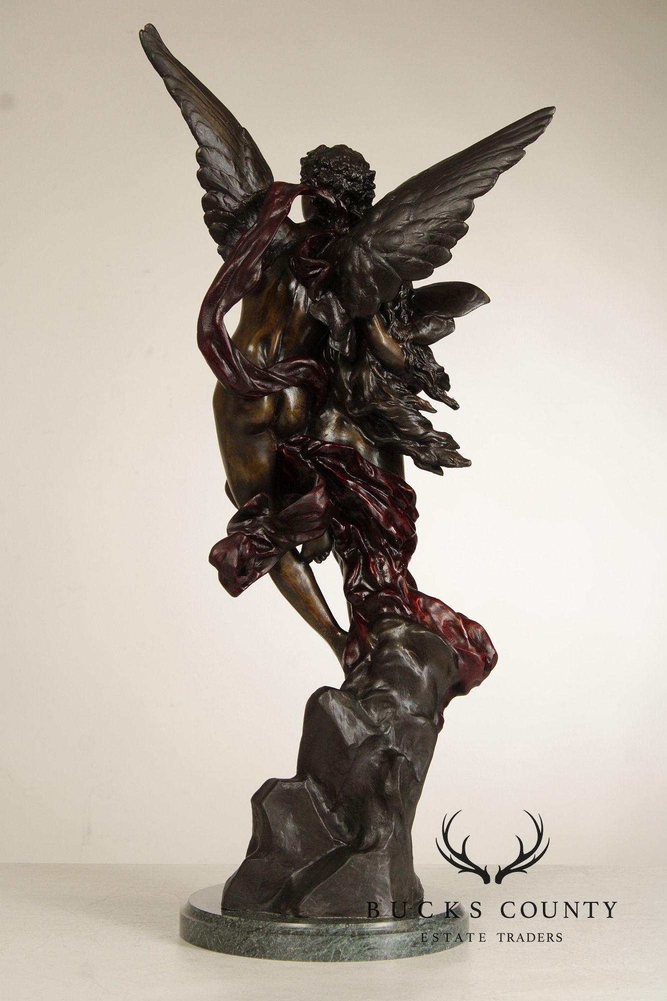 Henri Godet Bronze Statue, 'Cupid & Psyche'